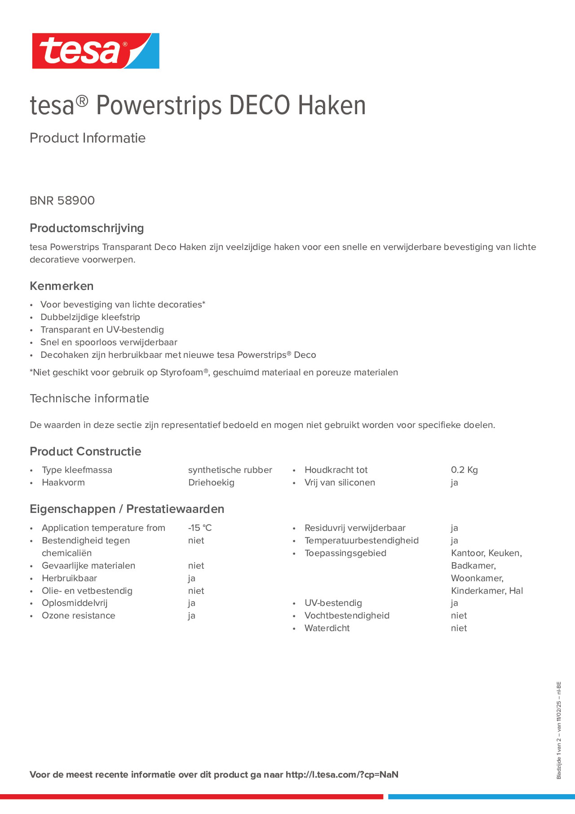 Product information_tesa® Powerstrips 58900_fr-BE_nl-BE