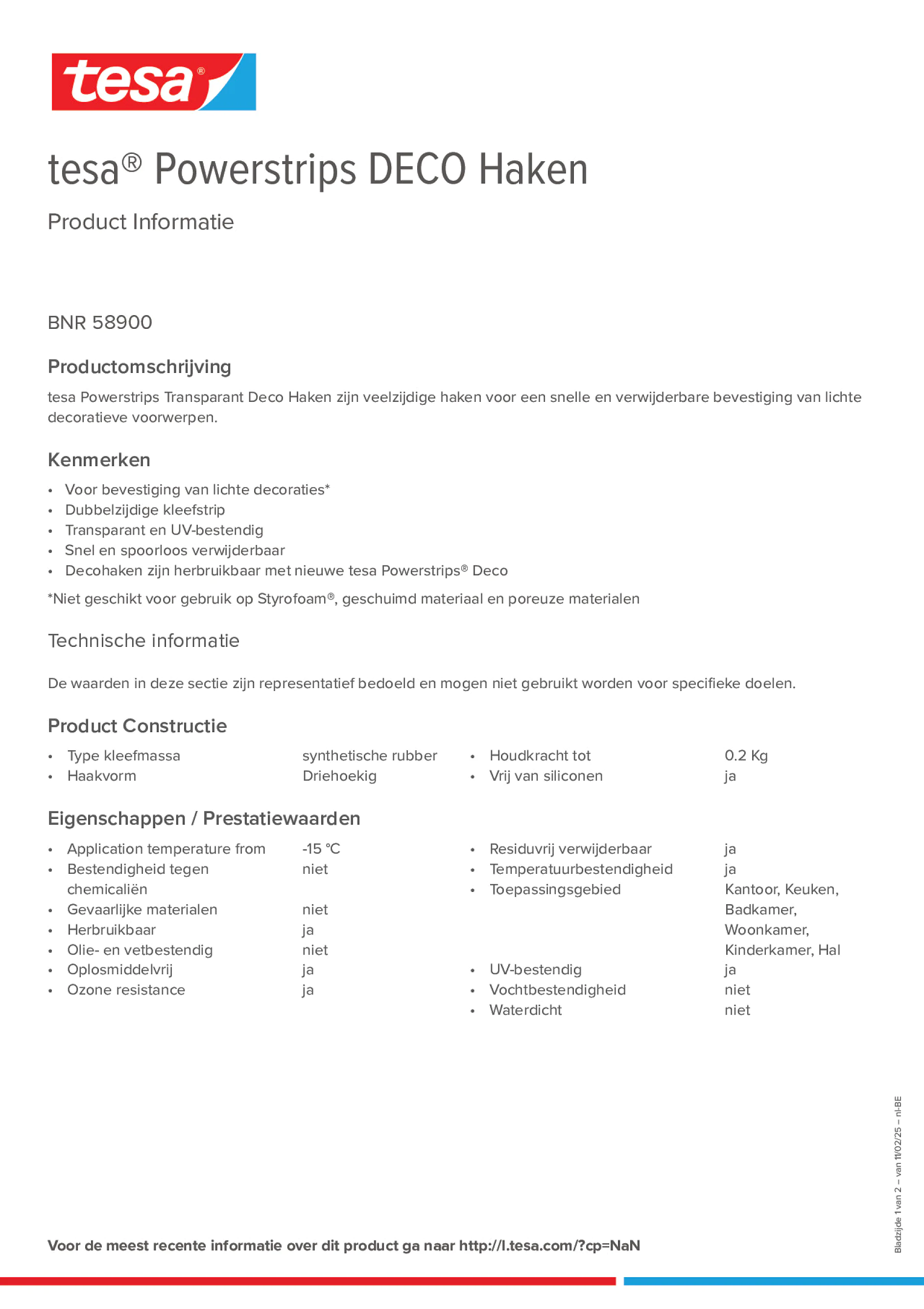 Product information_tesa® Powerstrips 58900_fr-BE_nl-BE