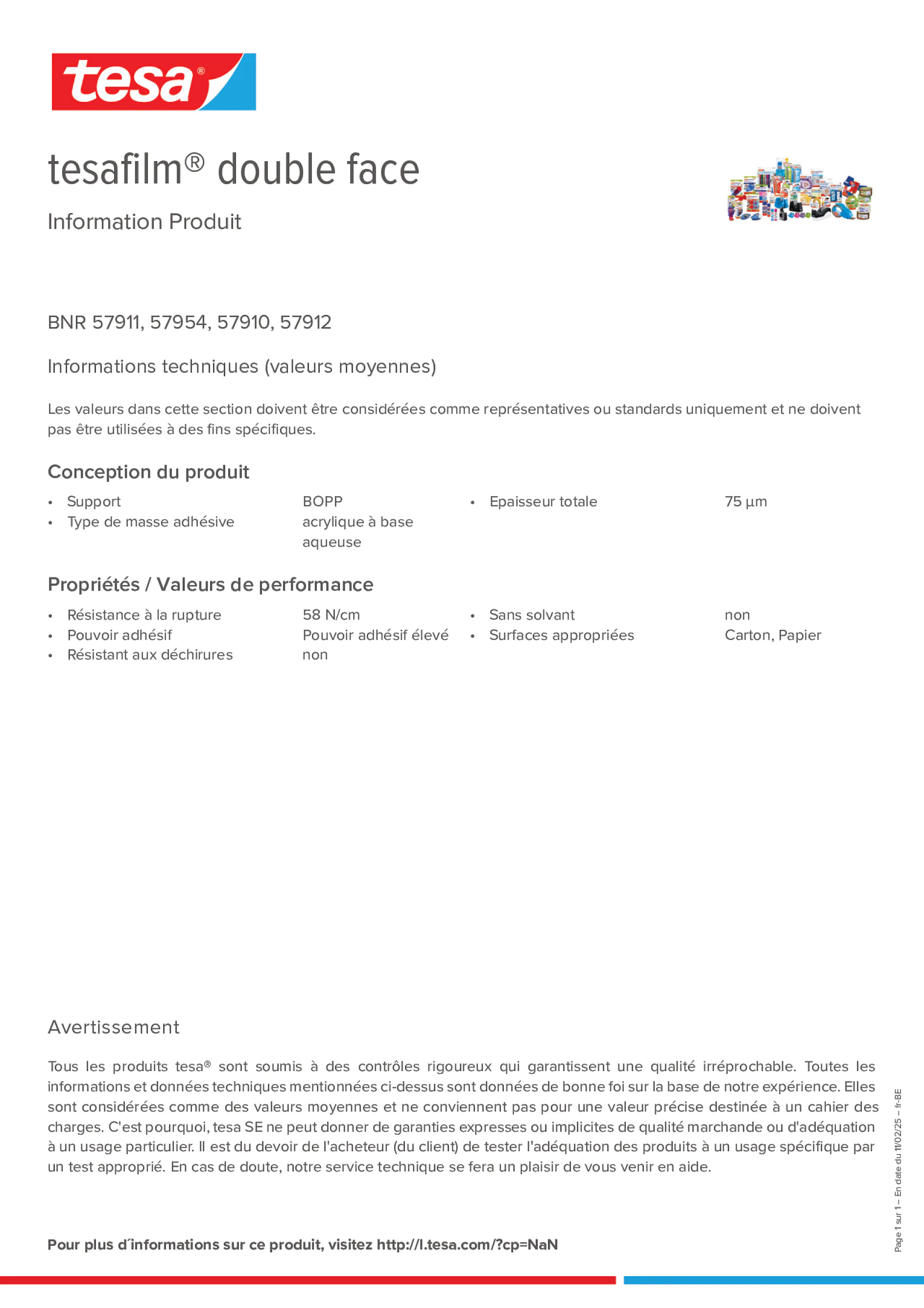Product information_tesafilm® 57910_fr-BE_nl-BE