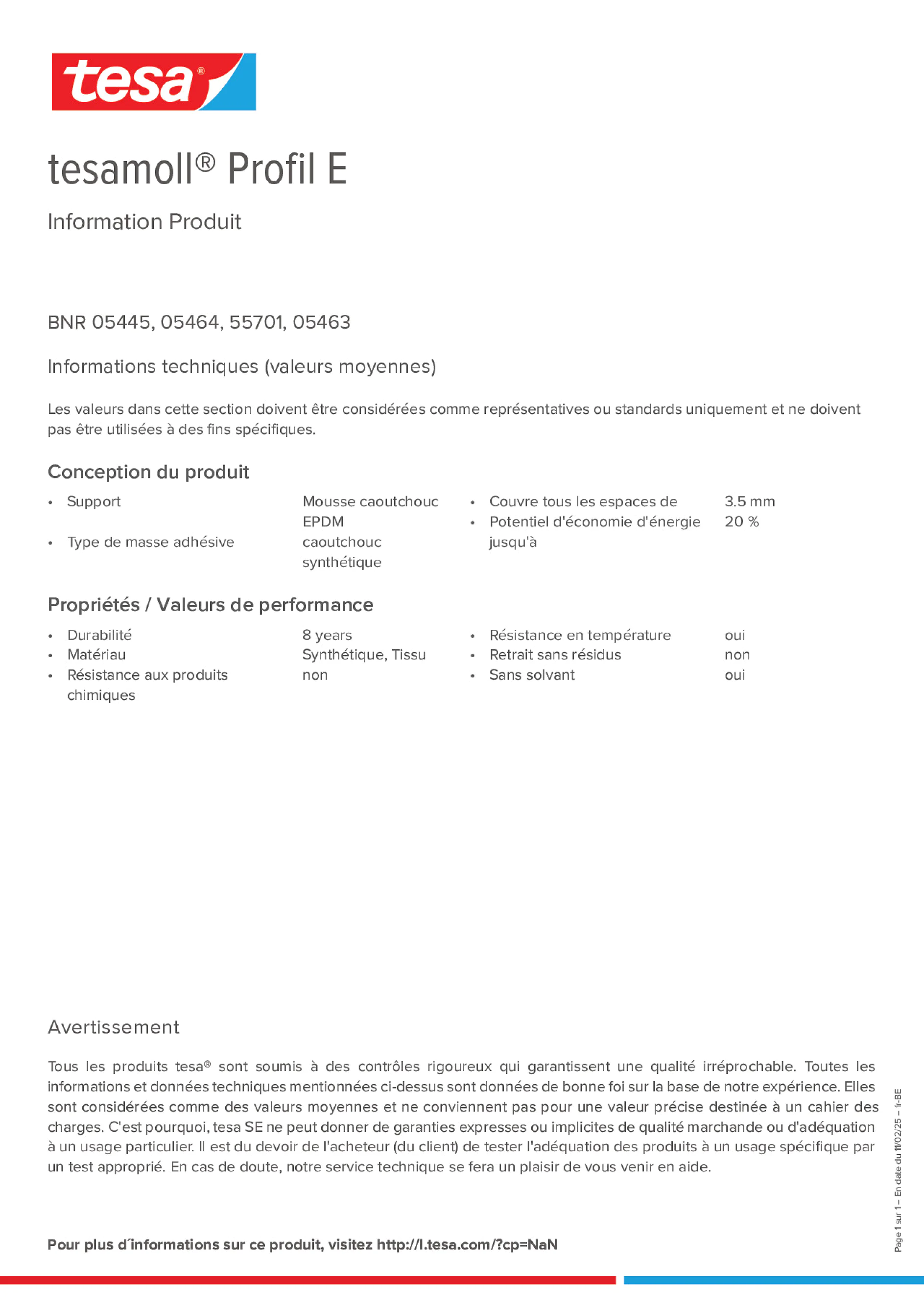 Product information_tesamoll® 5499_fr-BE_nl-BE