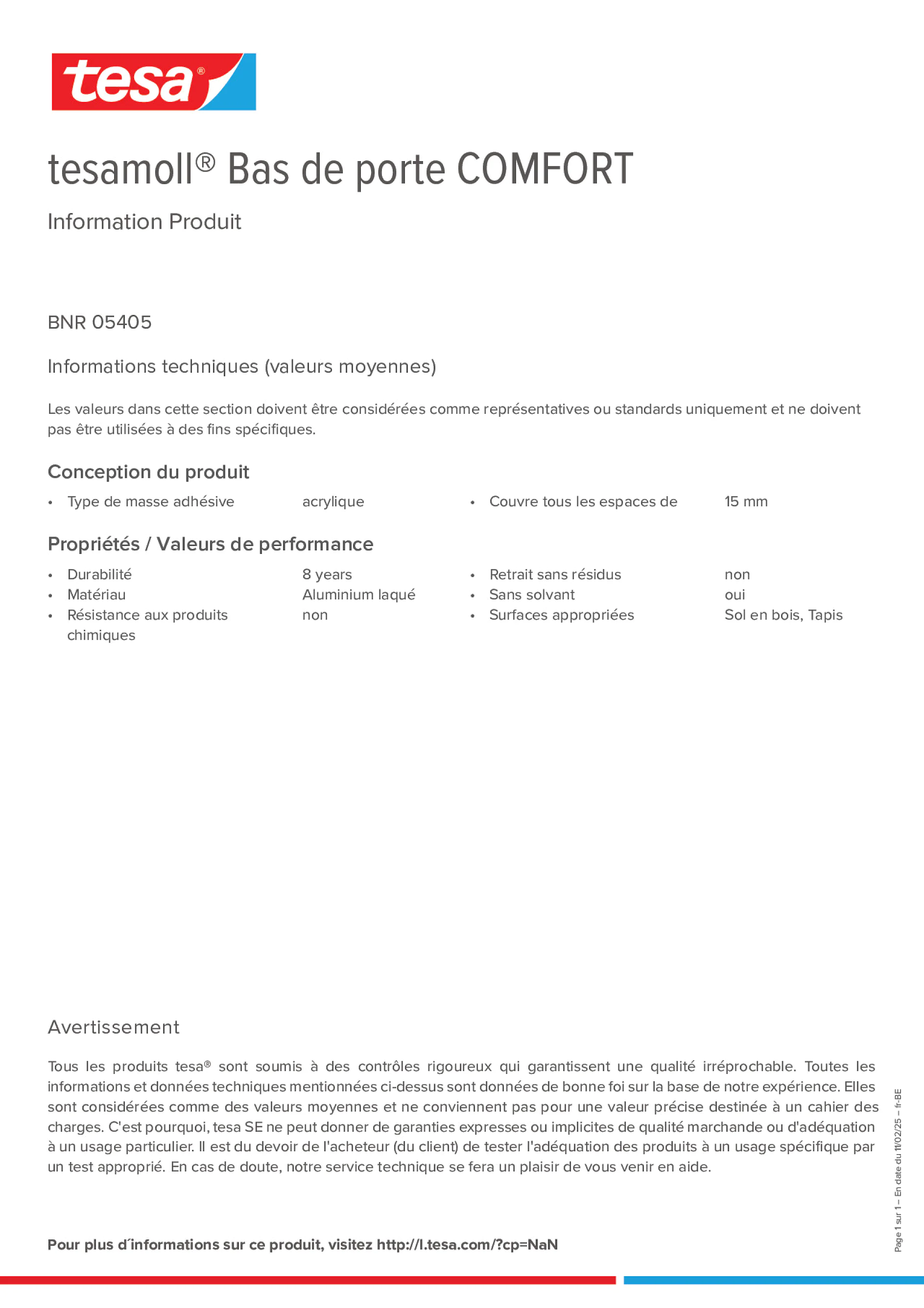 Product information_tesamoll® 05405_fr-BE_nl-BE
