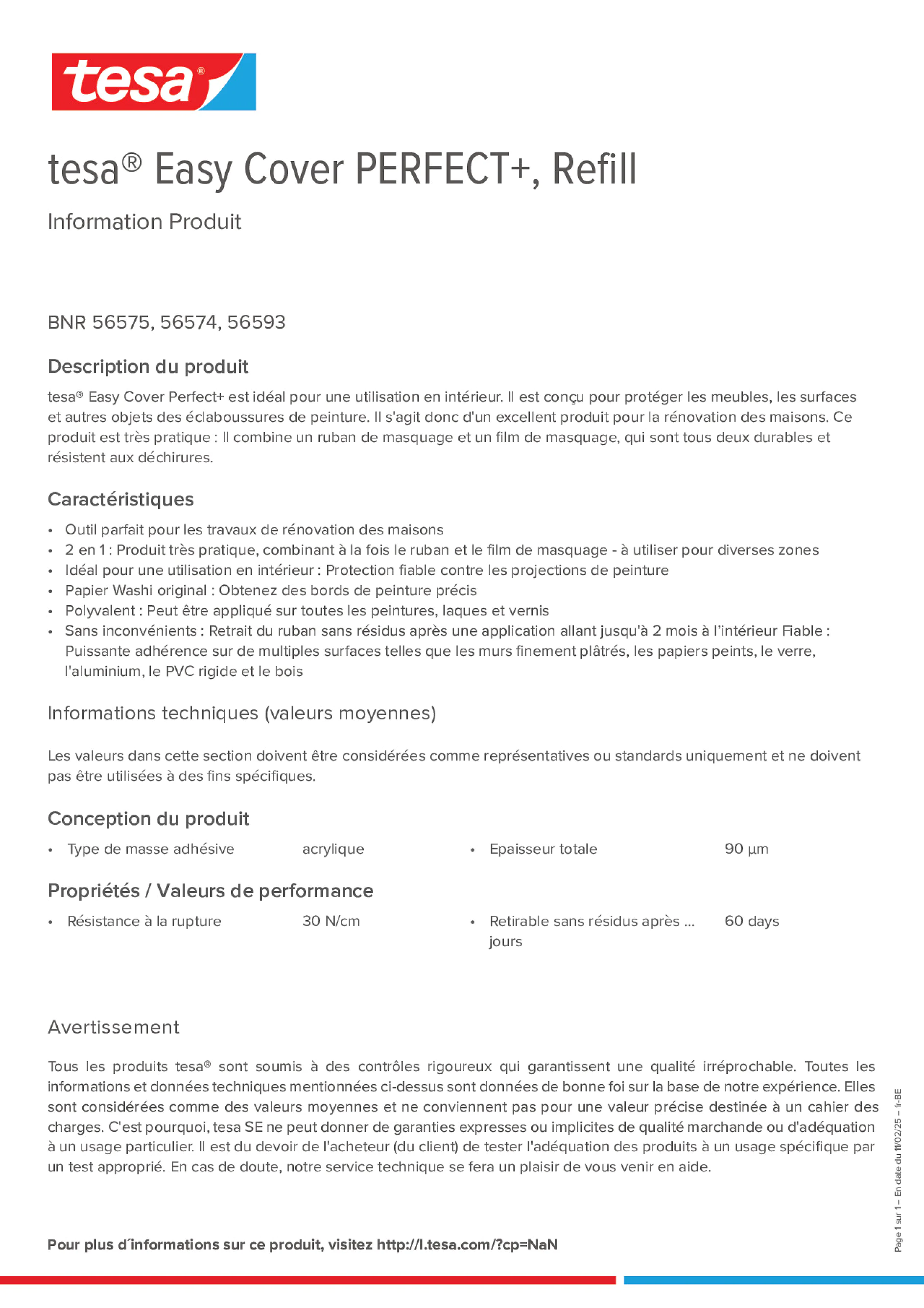 Product information_tesa® Easy Cover 56575_fr-BE_nl-BE