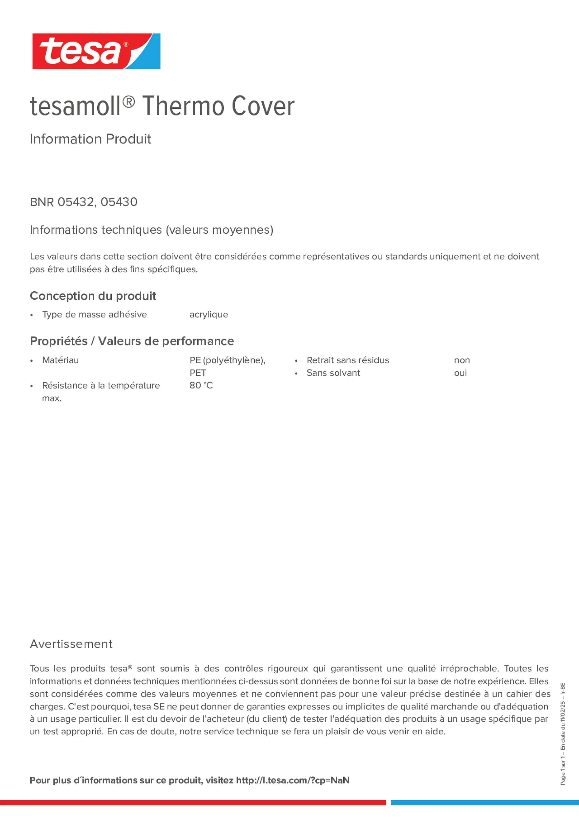 Product information_tesamoll® 5430_fr-BE_nl-BE