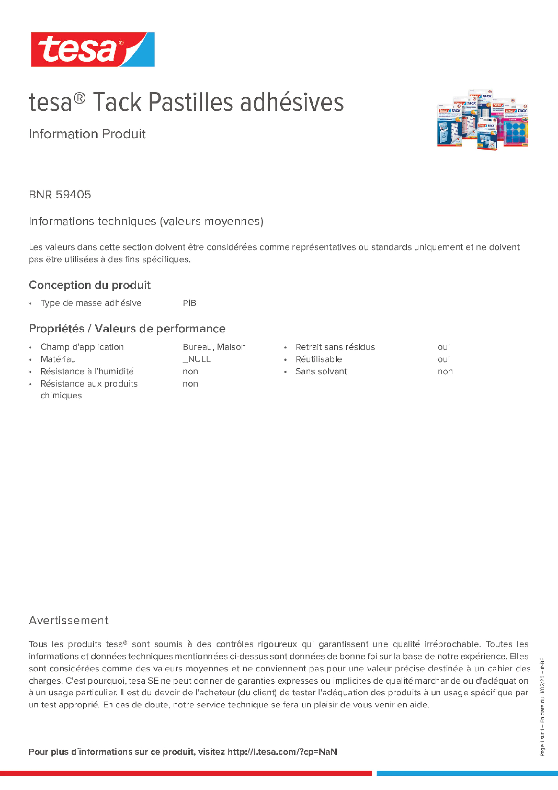 Product information_tesa® Tack 59405_fr-BE_nl-BE