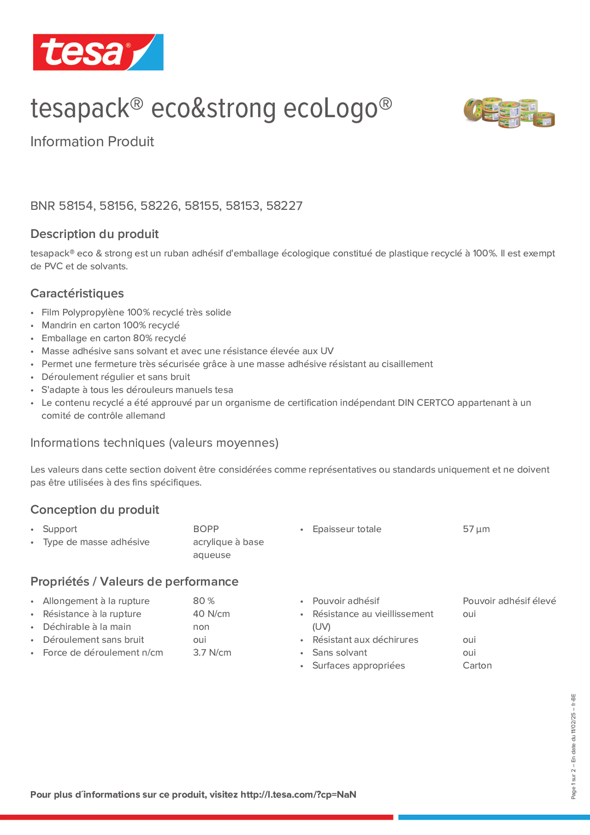 Product information_tesapack® 58154_fr-BE_nl-BE