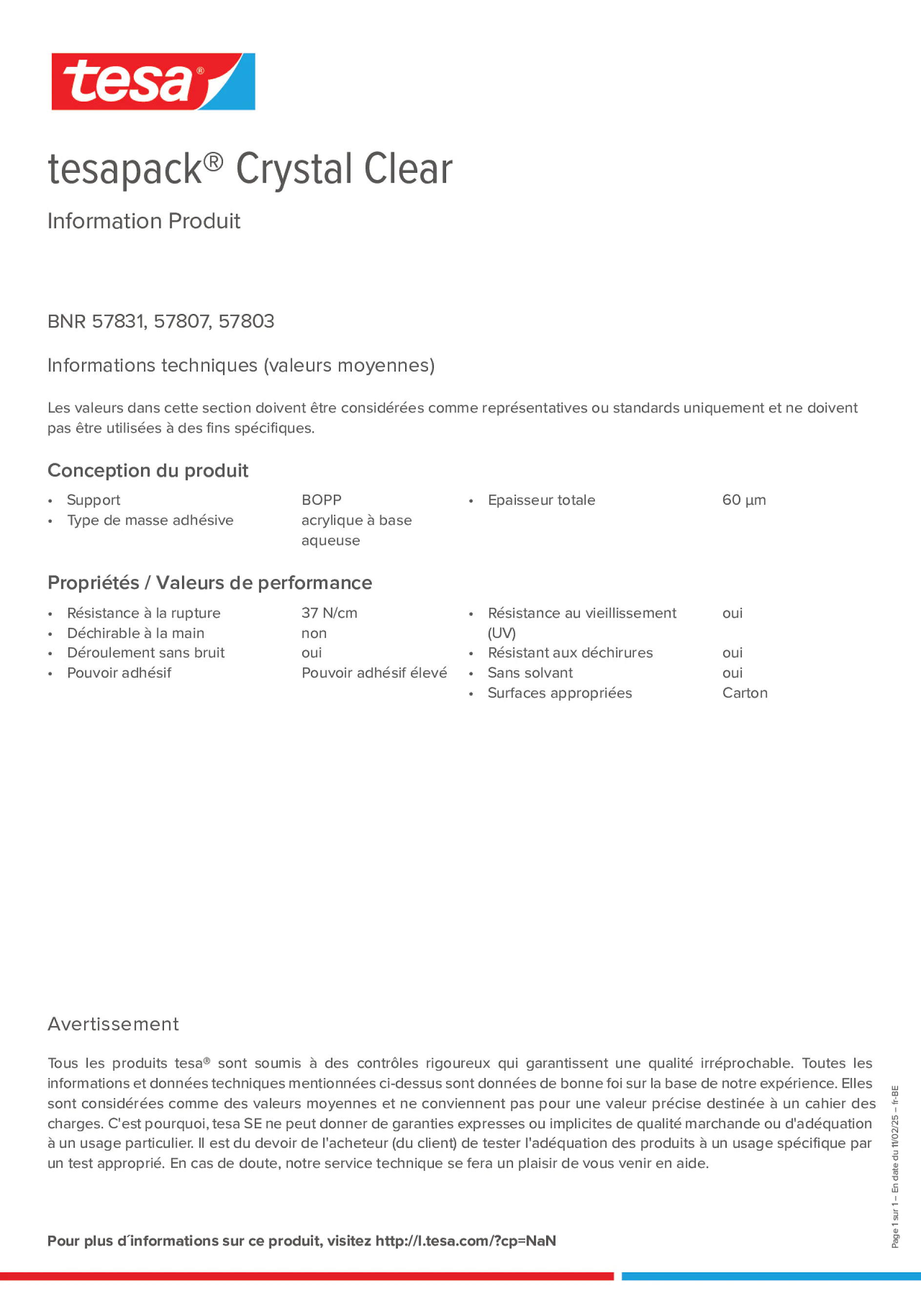 Product information_tesapack® 57807_fr-BE_nl-BE