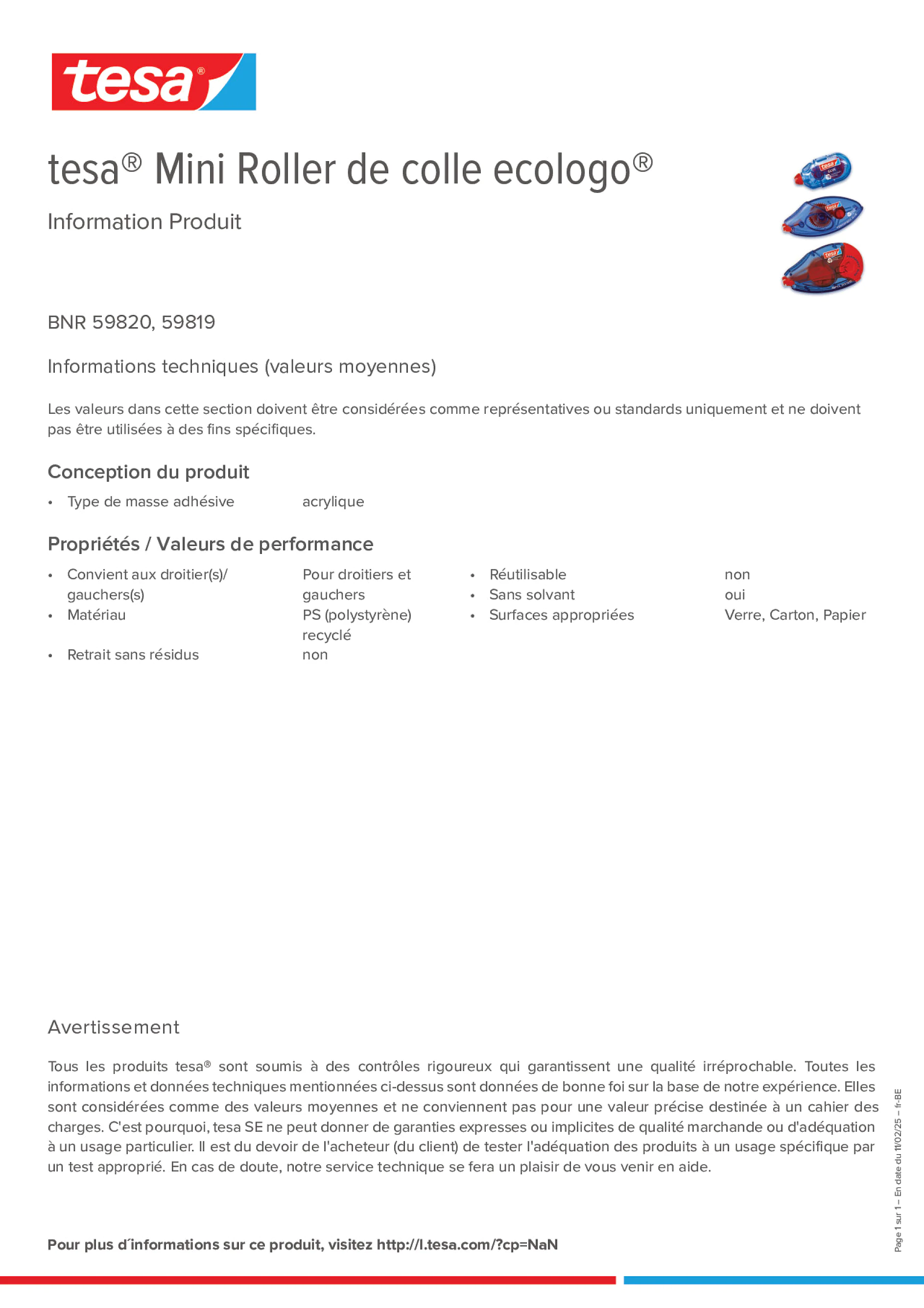 Product information_tesa® 59819_fr-BE_nl-BE