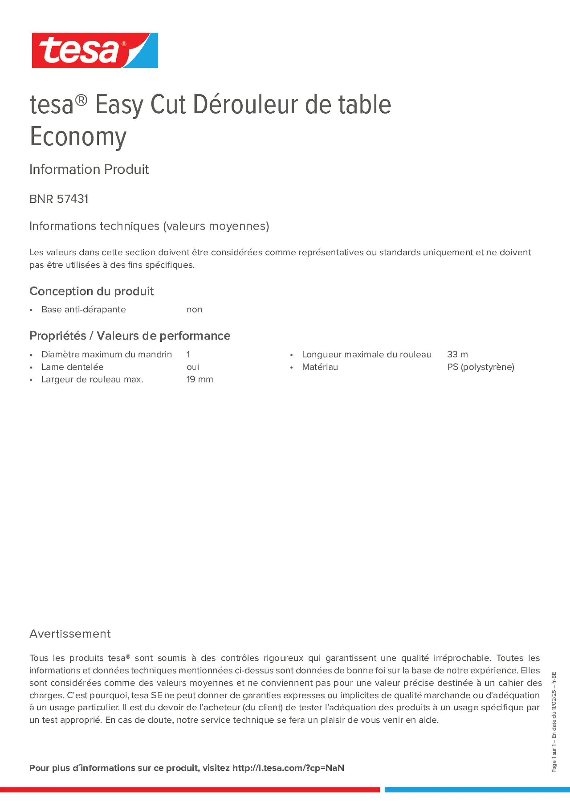 Product information_tesa® Easy Cut 57431_fr-BE_nl-BE