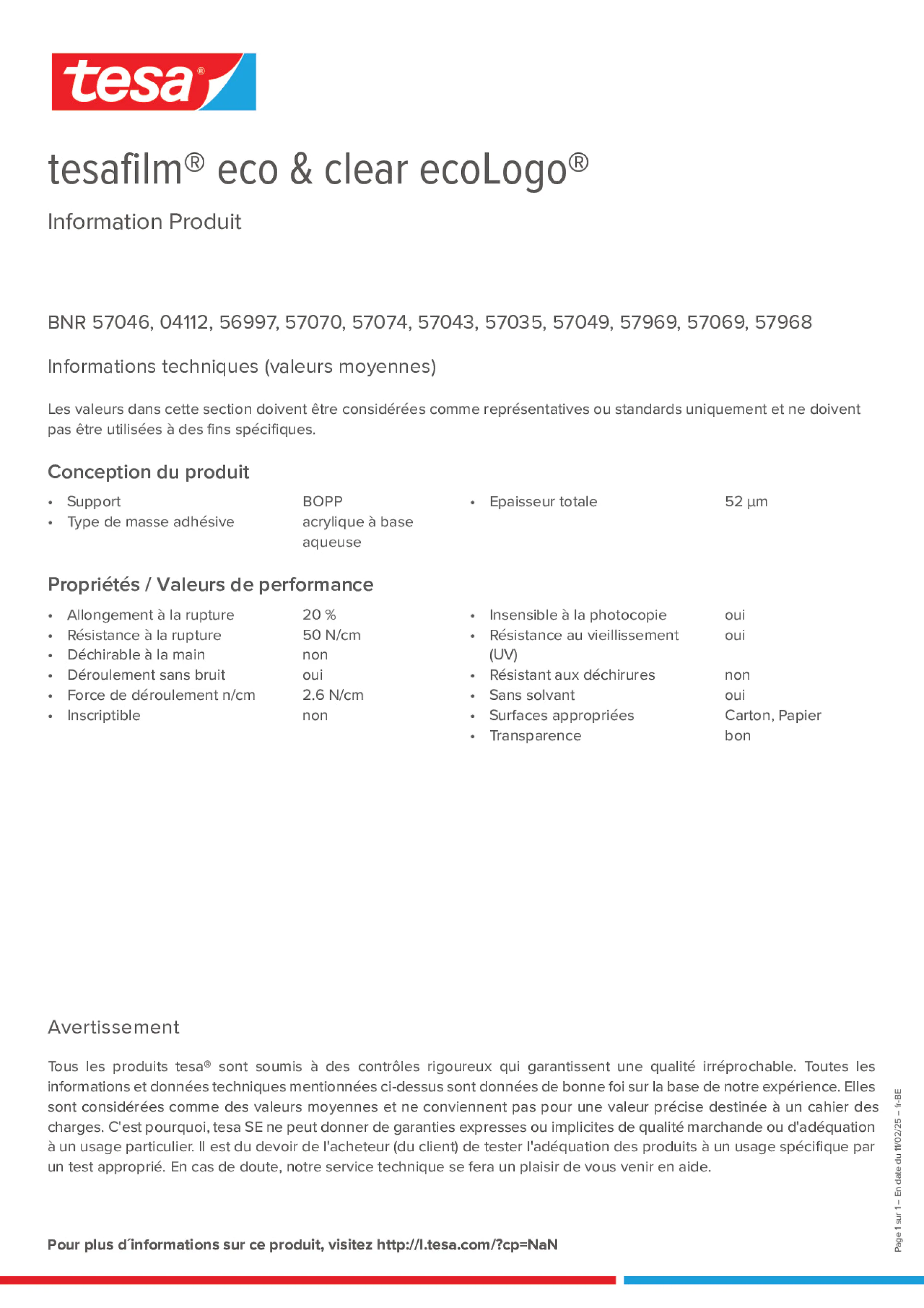 Product information_tesafilm® 56997_fr-BE_nl-BE