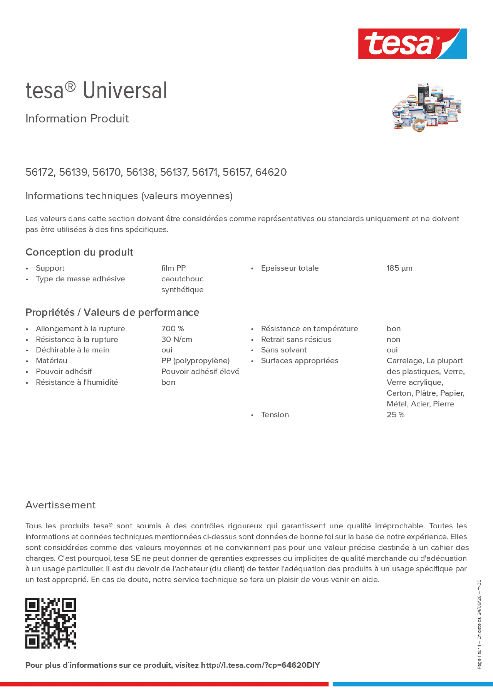 Product information_tesa® 64620DIY_fr-BE_nl-BE