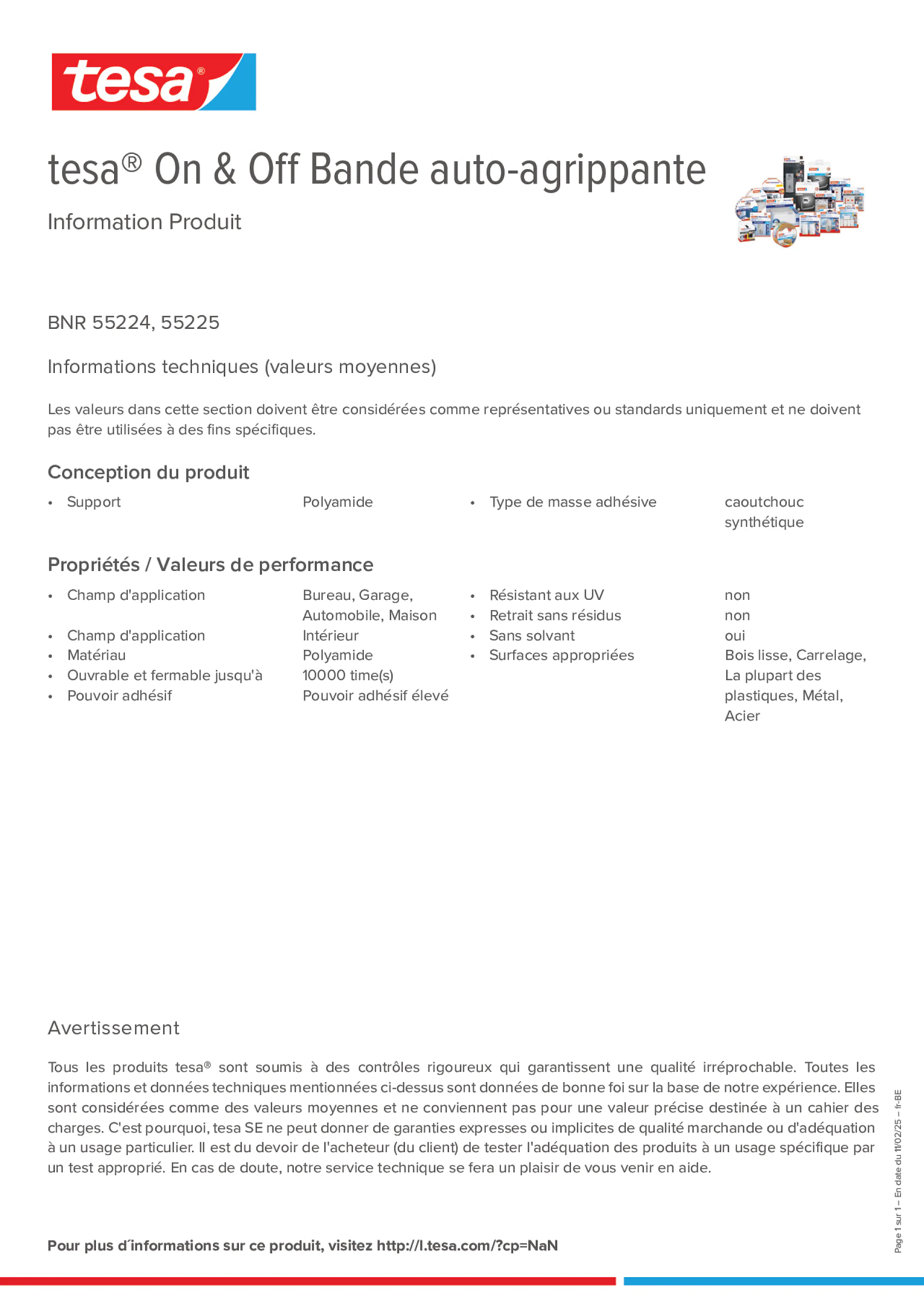 Product information_tesa® On & Off 55225_fr-BE_nl-BE
