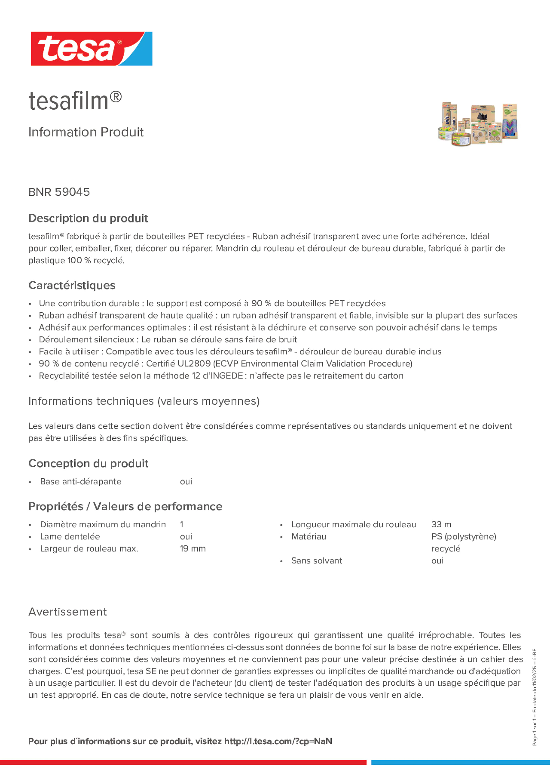 Product information_tesafilm® 59045_fr-BE_nl-BE
