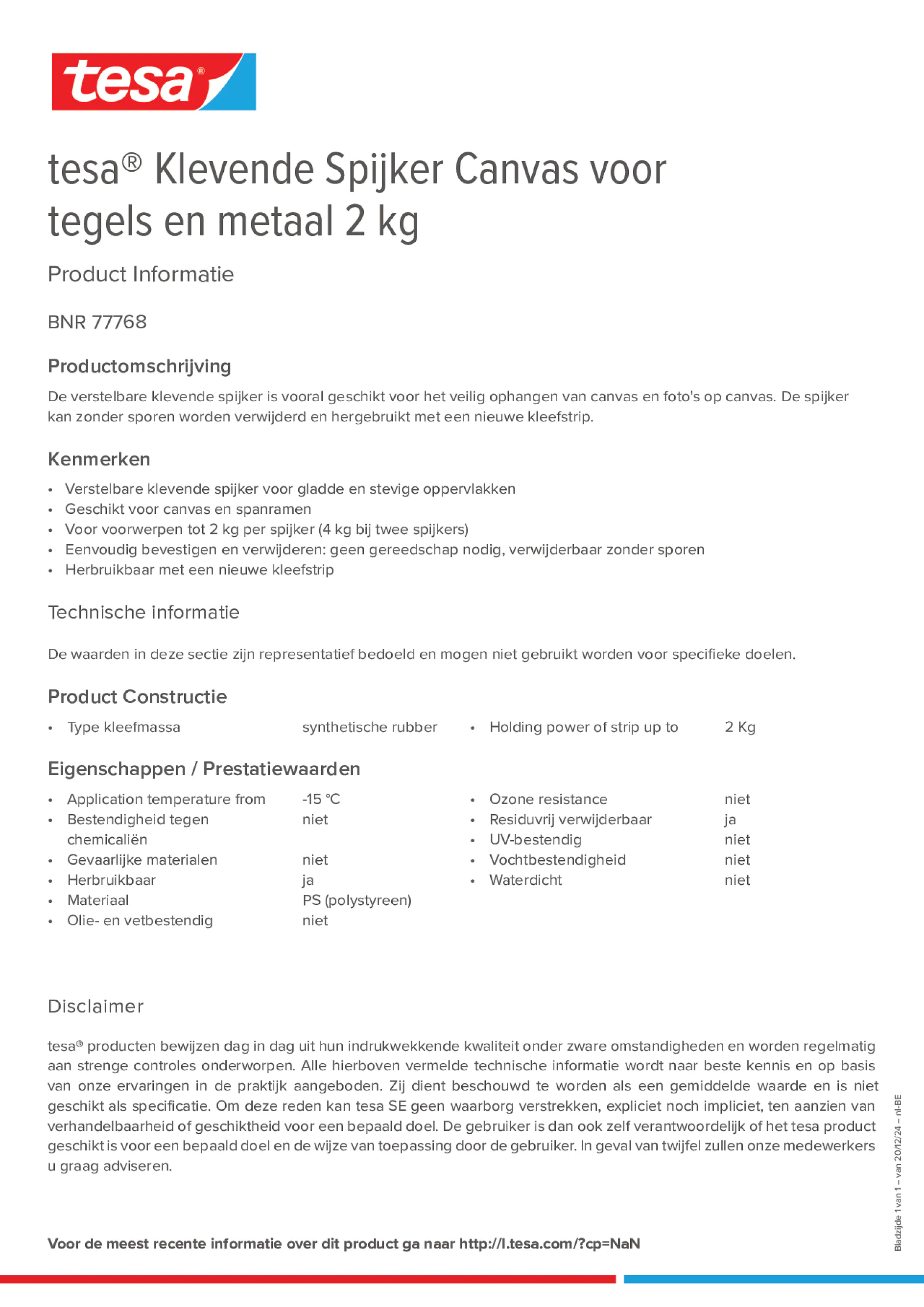 Product information_tesa® 77768_fr-BE_nl-BE