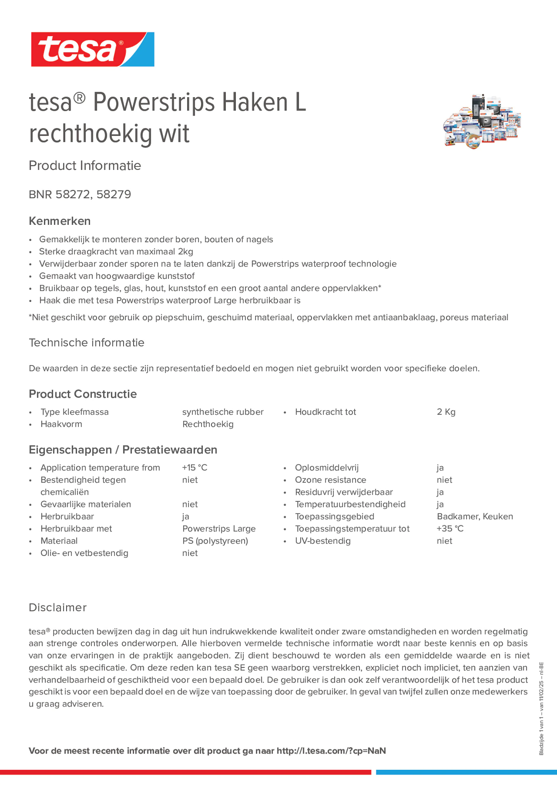 Product information_tesa® Powerstrips 58272_fr-BE_nl-BE