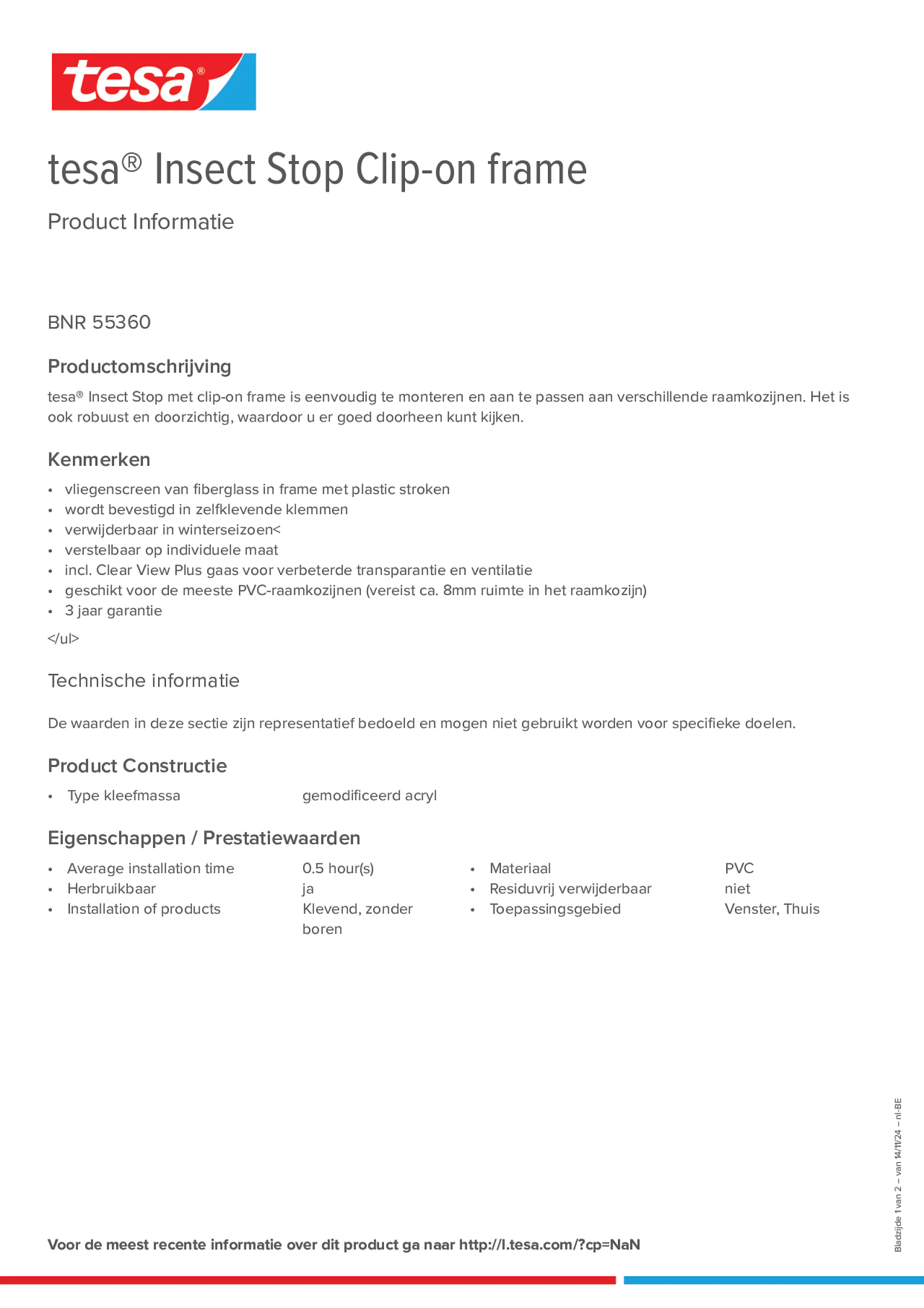 Product information_tesa® 55360_fr-BE_nl-BE Product information_tesa® 55360_fr-BE_nl-BE