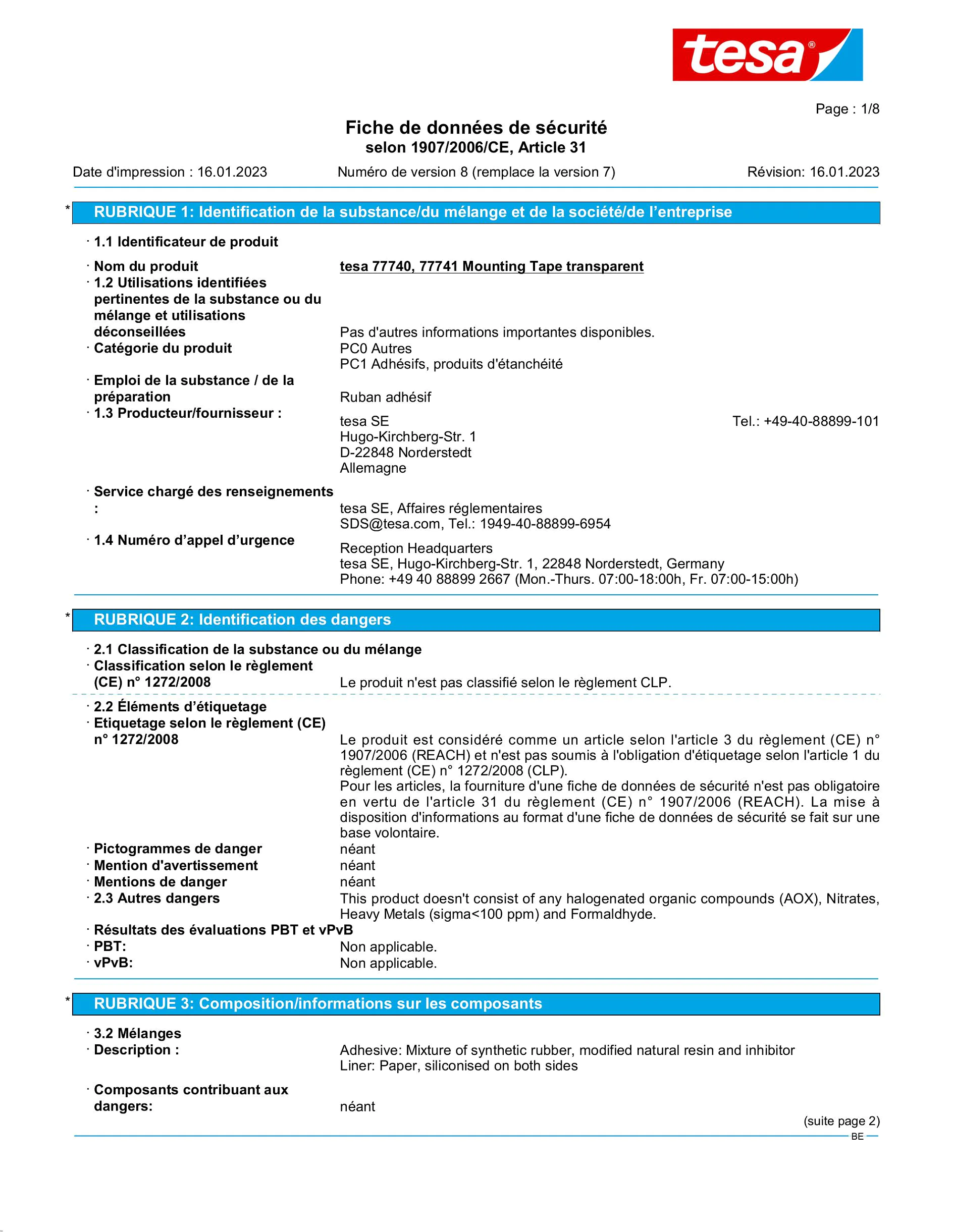 Safety data sheet_tesa® 77740_nl-BE_v8
