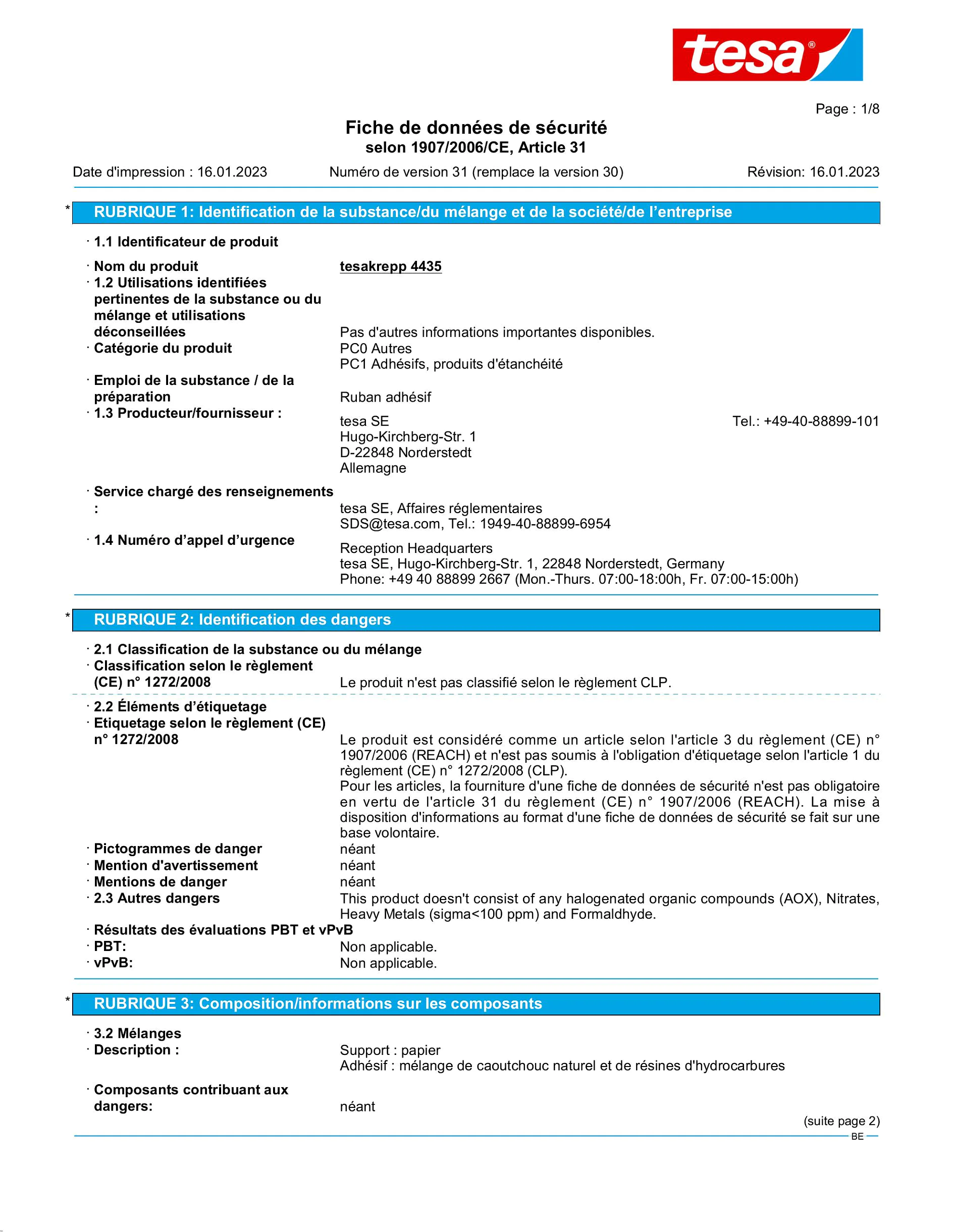 Safety data sheet_tesa® Professional 04435_nl-BE_v31