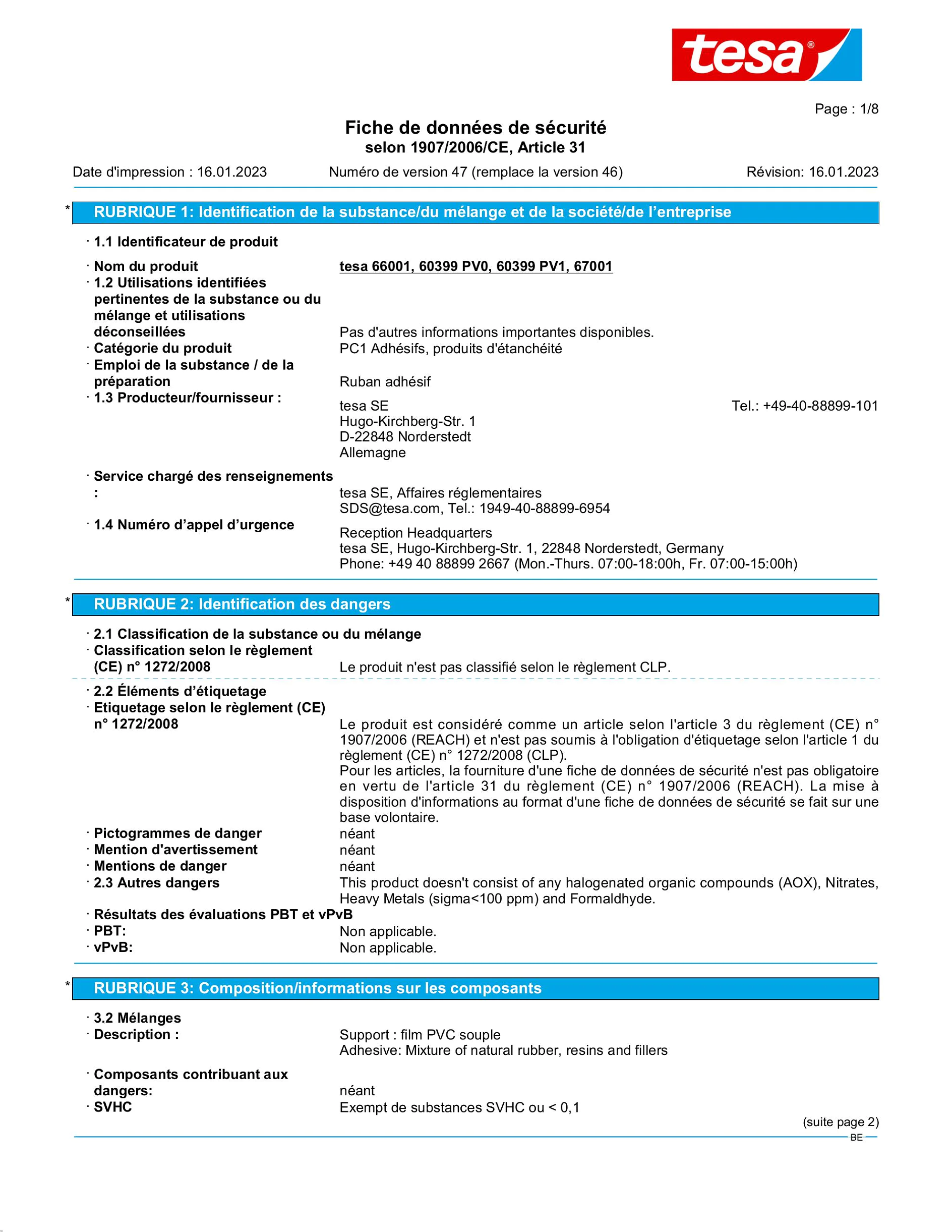 Safety data sheet_tesa® Professional 66001_nl-BE_v47