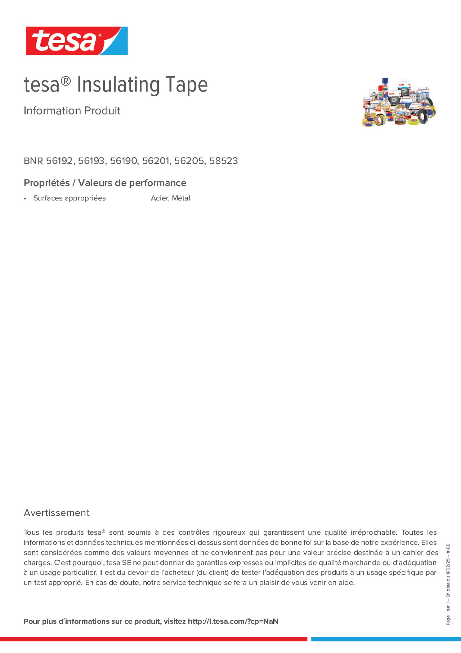 Product information_tesa® Insulating Tape 56203_fr-BE_nl-BE