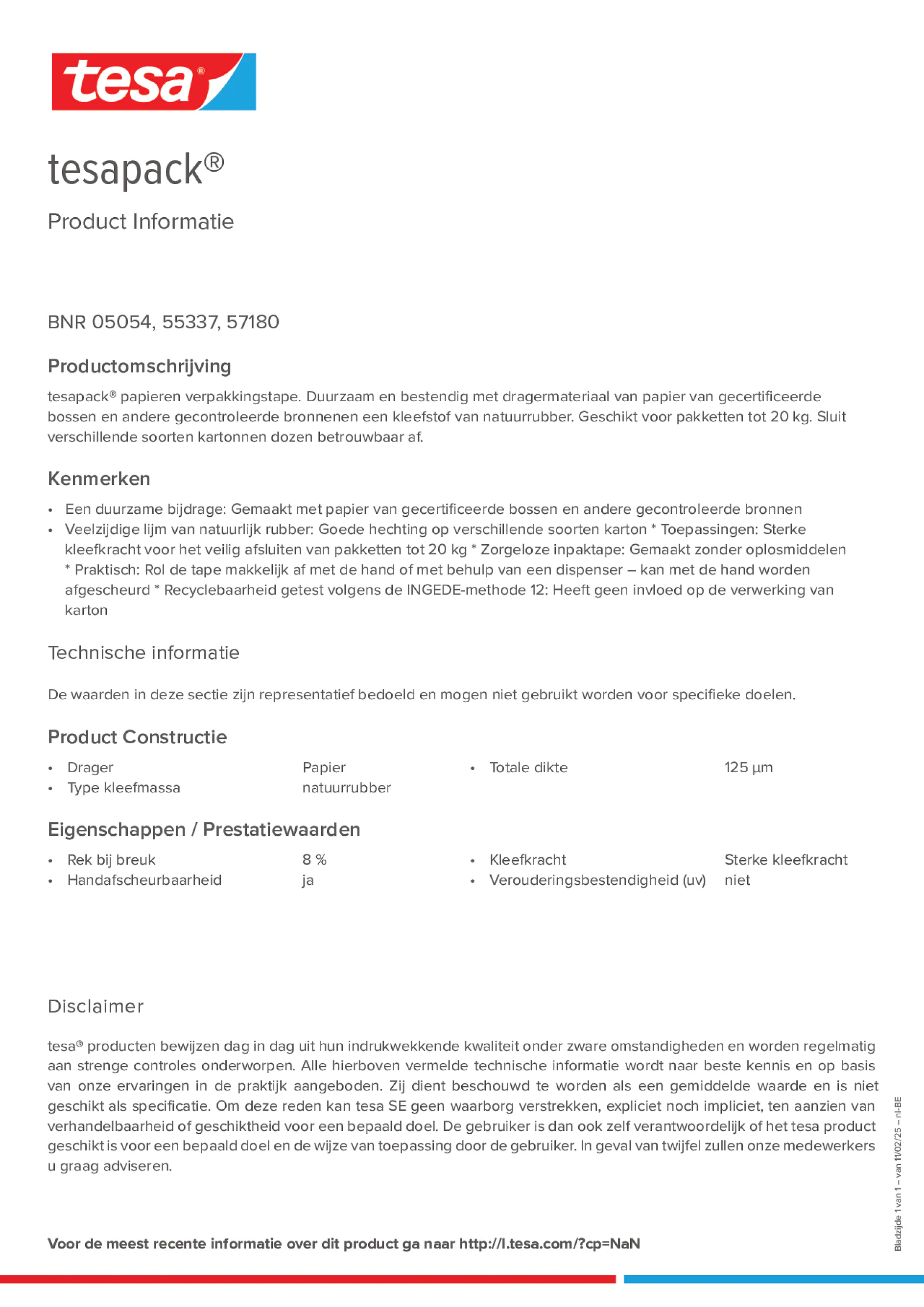 Product information_tesapack® 05054_fr-BE_nl-BE
