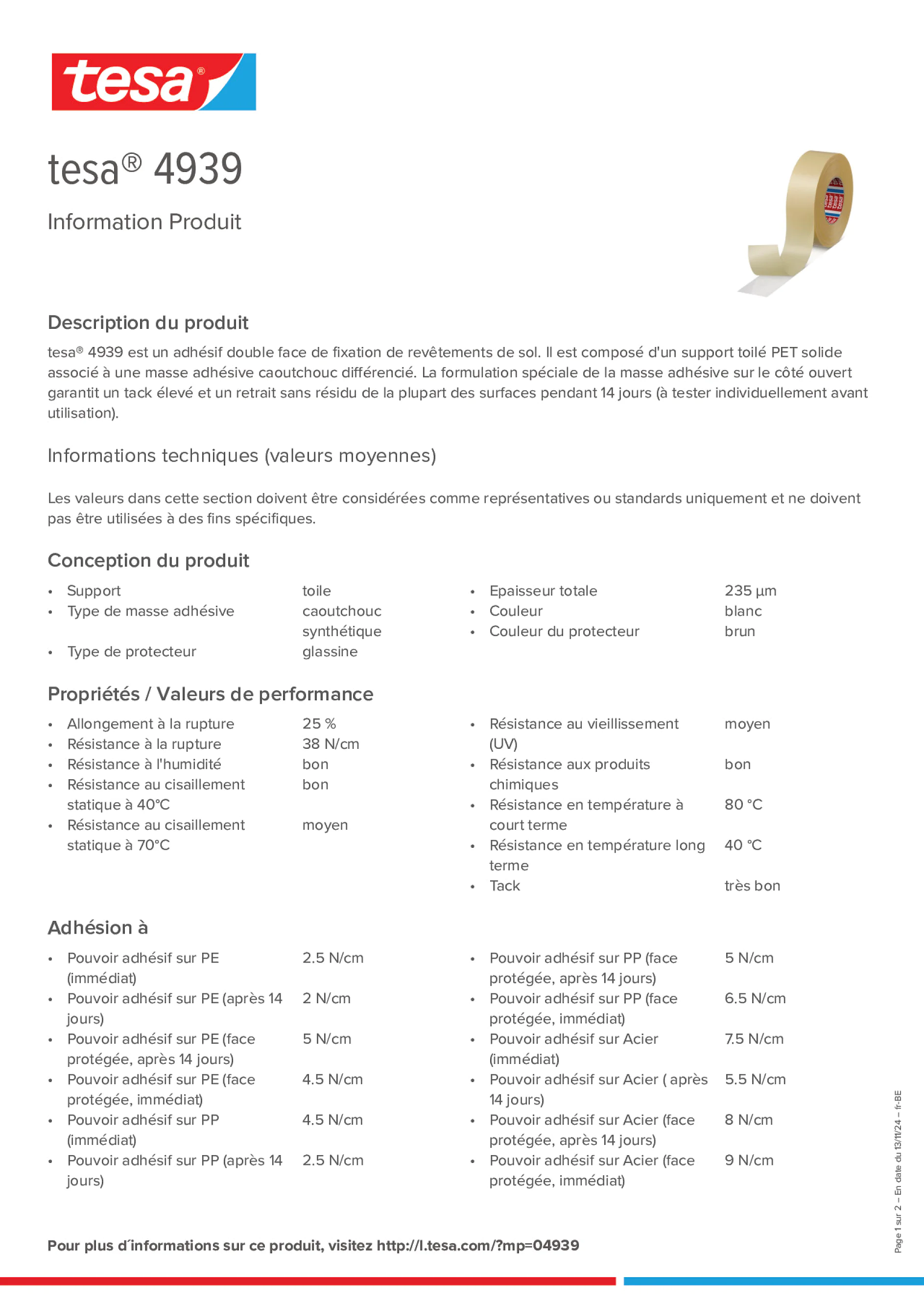 Product information_tesa® 4939_fr-BE_nl-BE