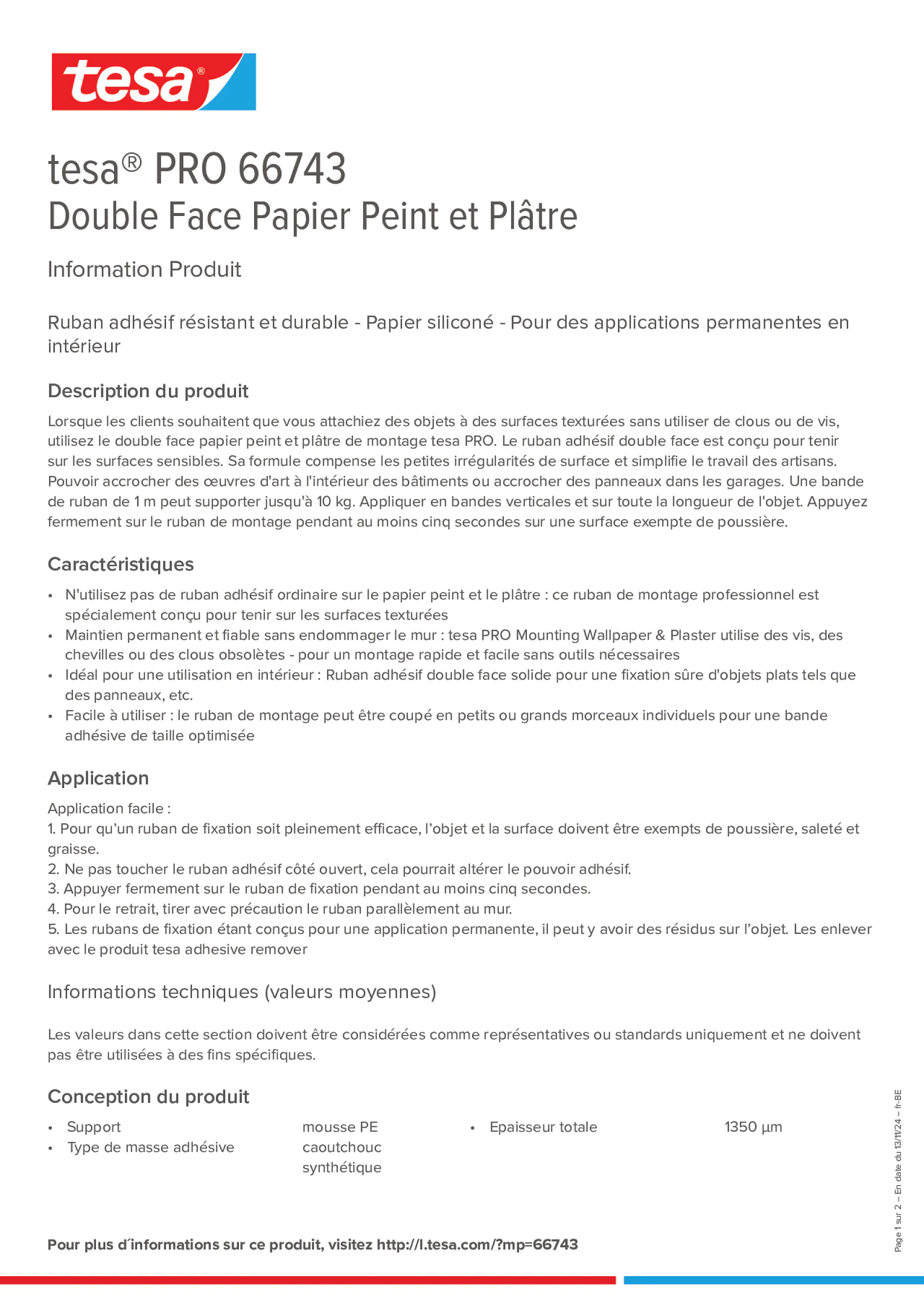 Product information_tesa® PRO 66743_fr-BE_nl-BE
