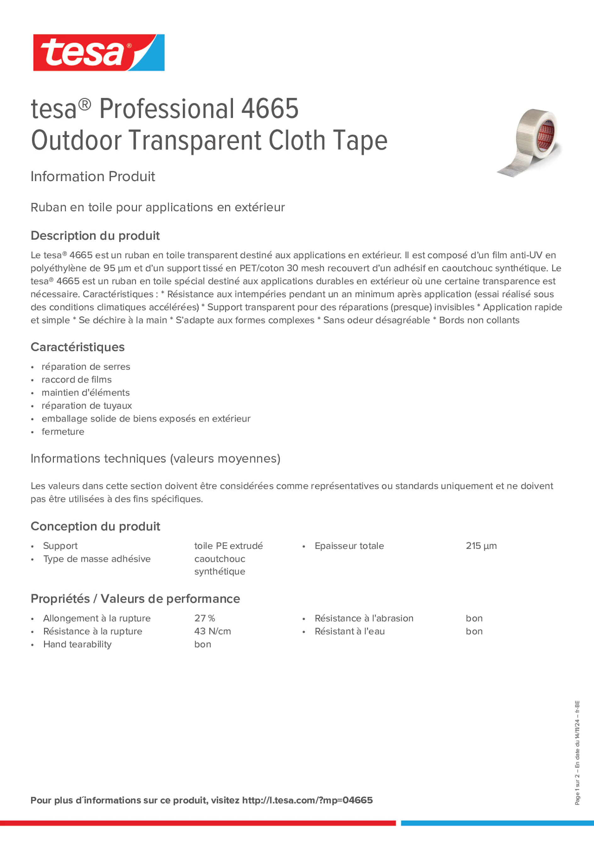 Product information_tesa® Professional 04665_fr-BE_nl-BE
