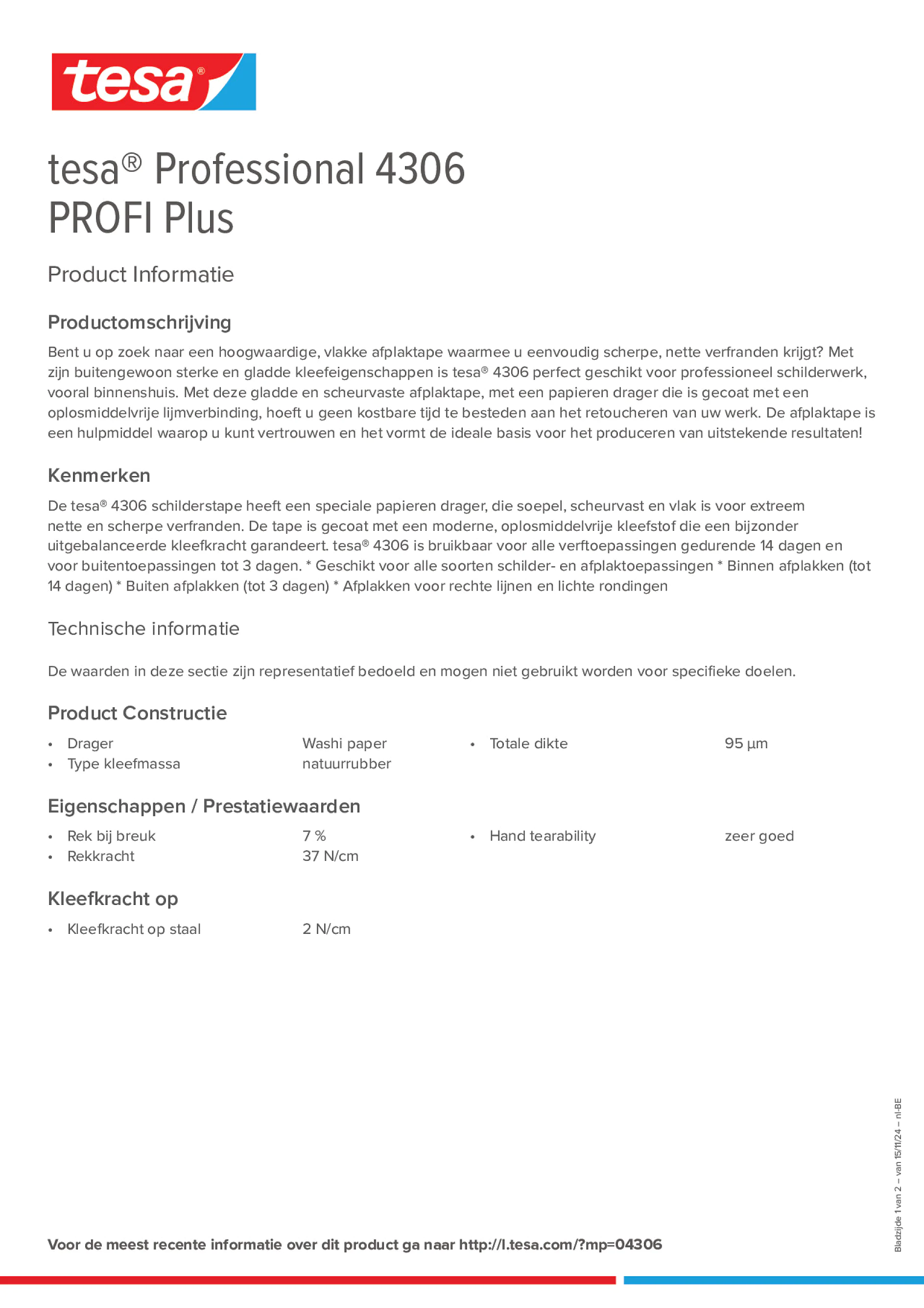 Product information_tesa® Professional 04306_fr-BE_nl-BE