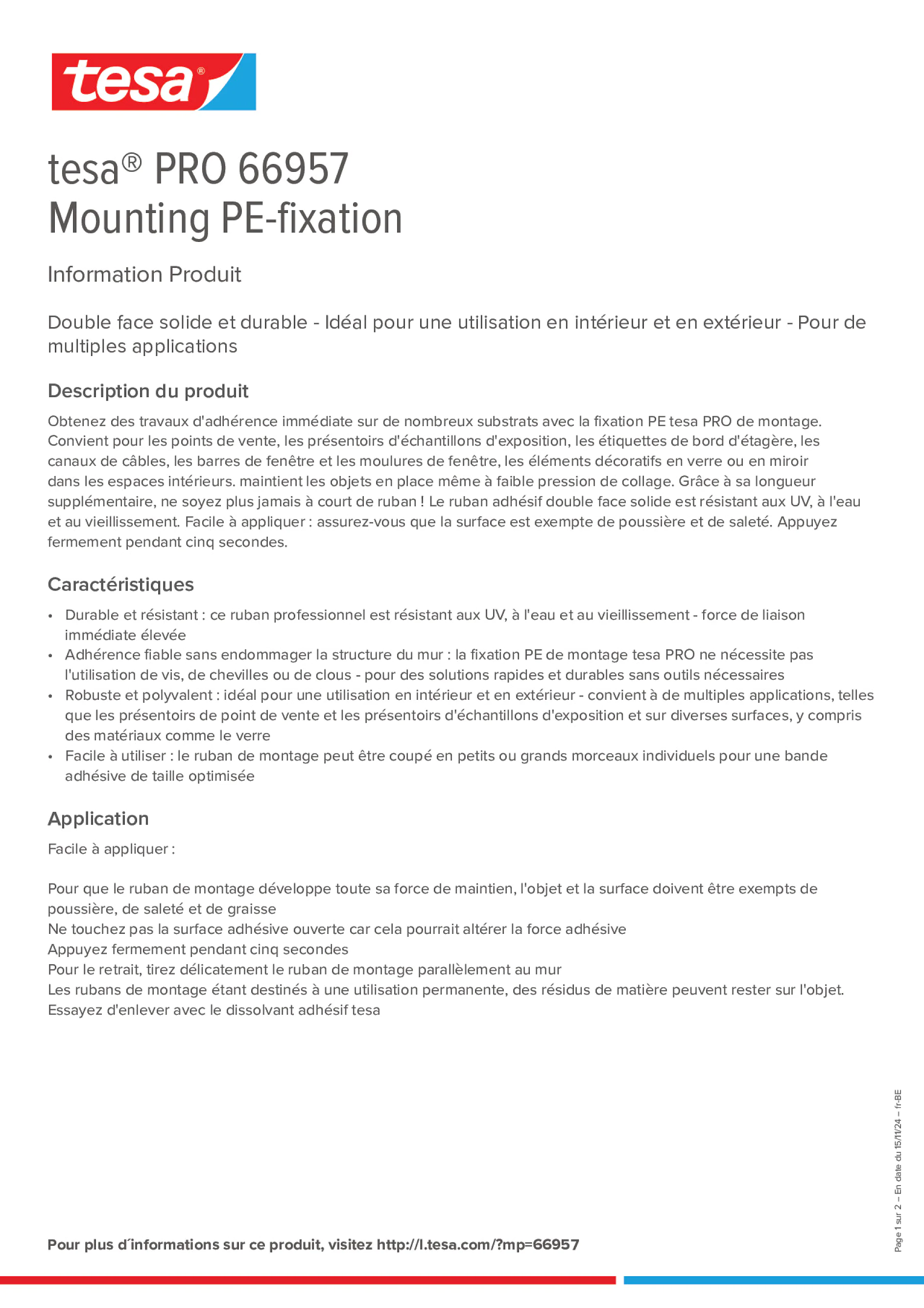 Product information_tesa® PRO 66957_fr-BE_nl-BE