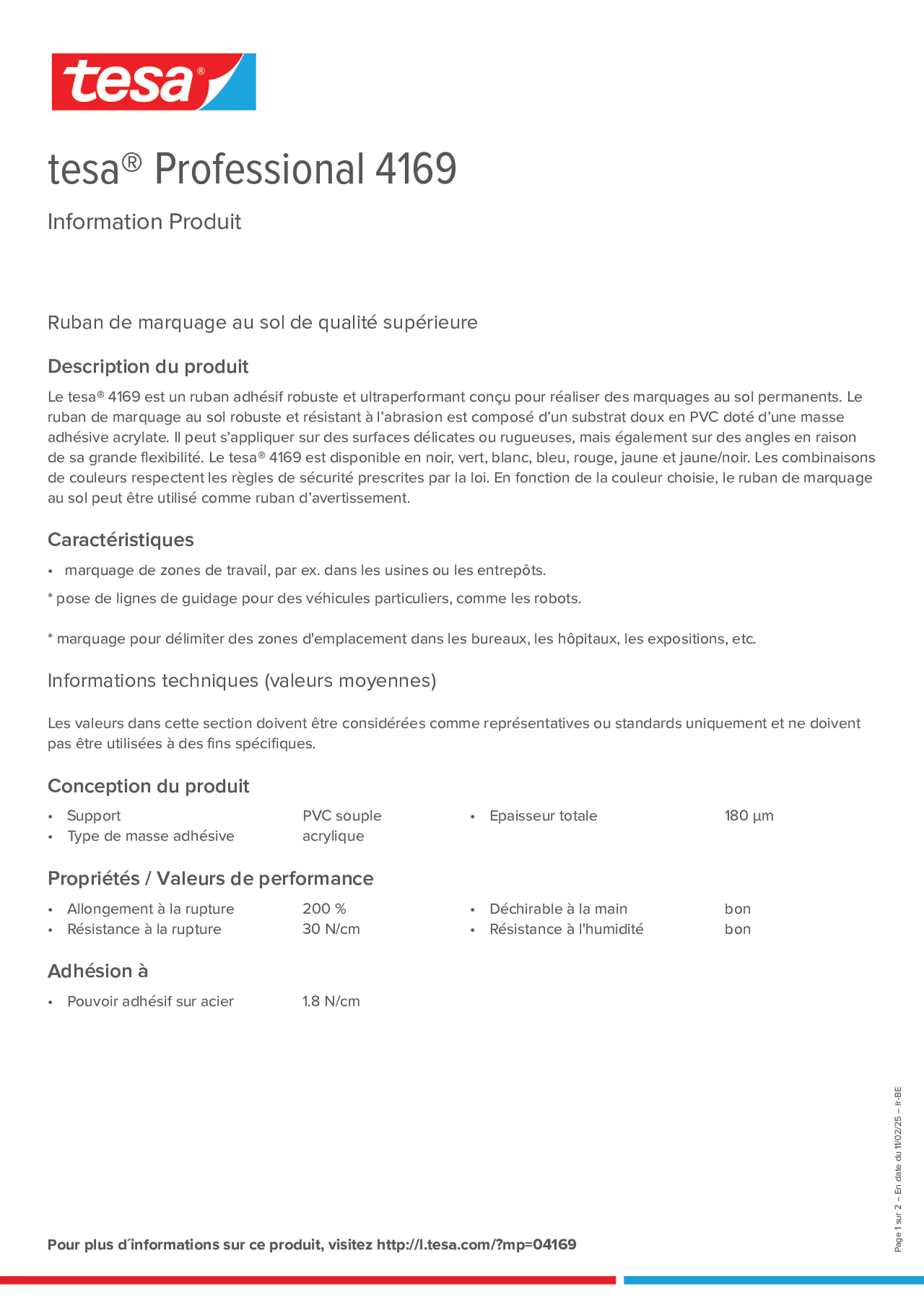Product information_tesa® Professional 04169_fr-BE_nl-BE