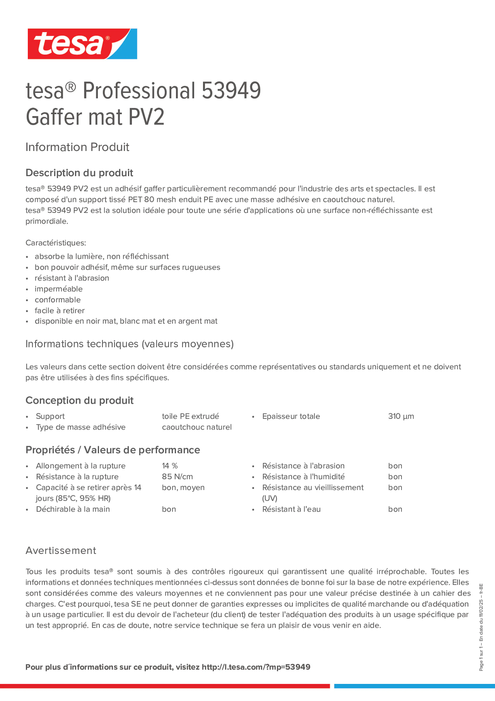 Product information_tesa® Professional 53949_fr-BE_nl-BE