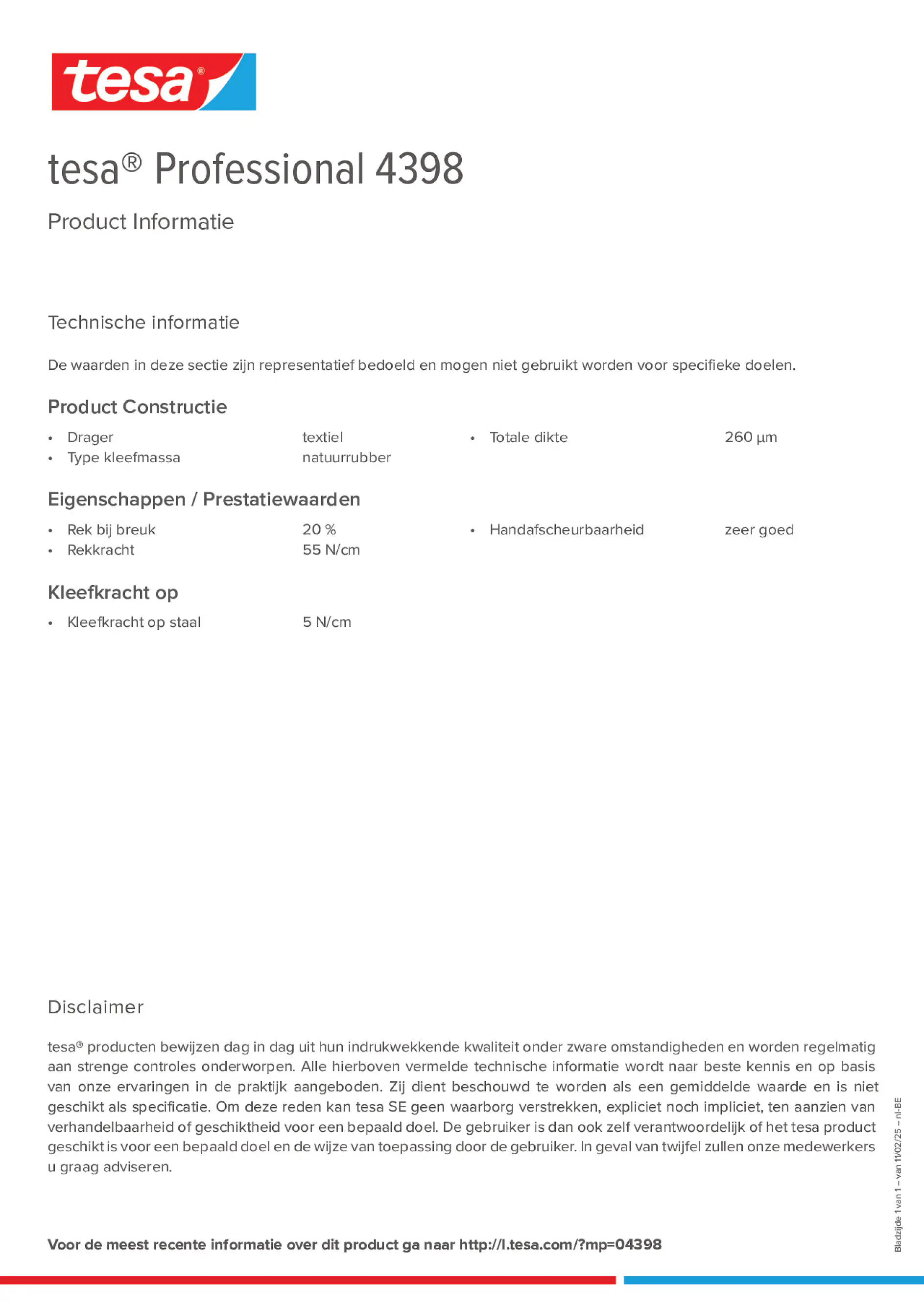 Product information_tesa® Professional 04398_fr-BE_nl-BE