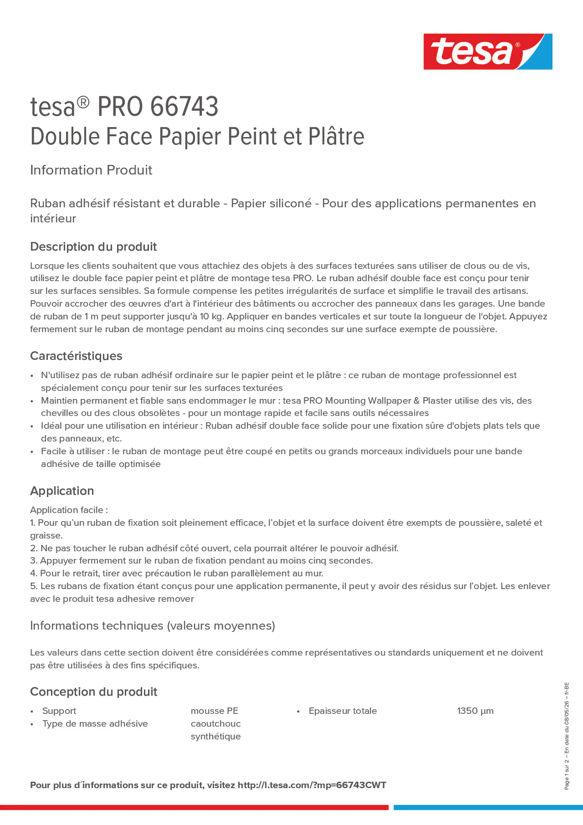 Product information_tesa® PRO 66743_fr-BE_nl-BE