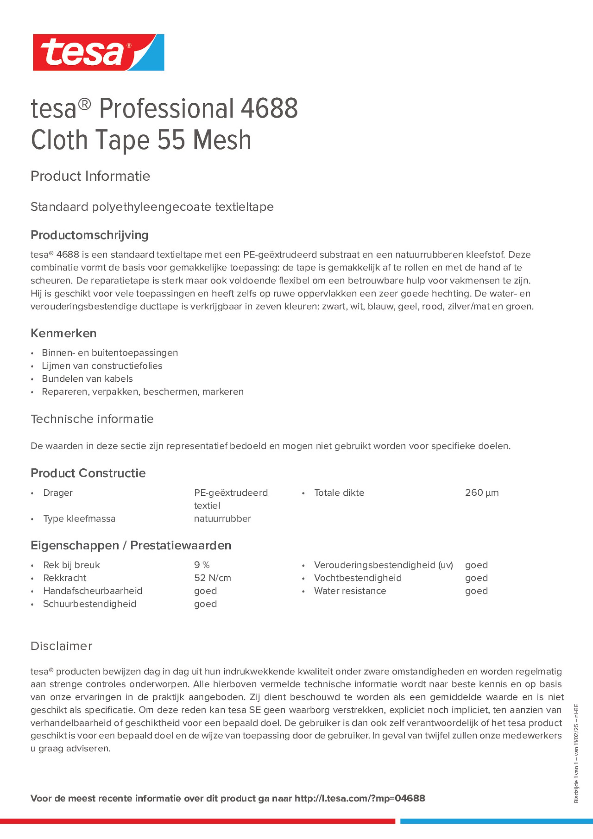 Product information_tesa® Professional 04688_fr-BE_nl-BE
