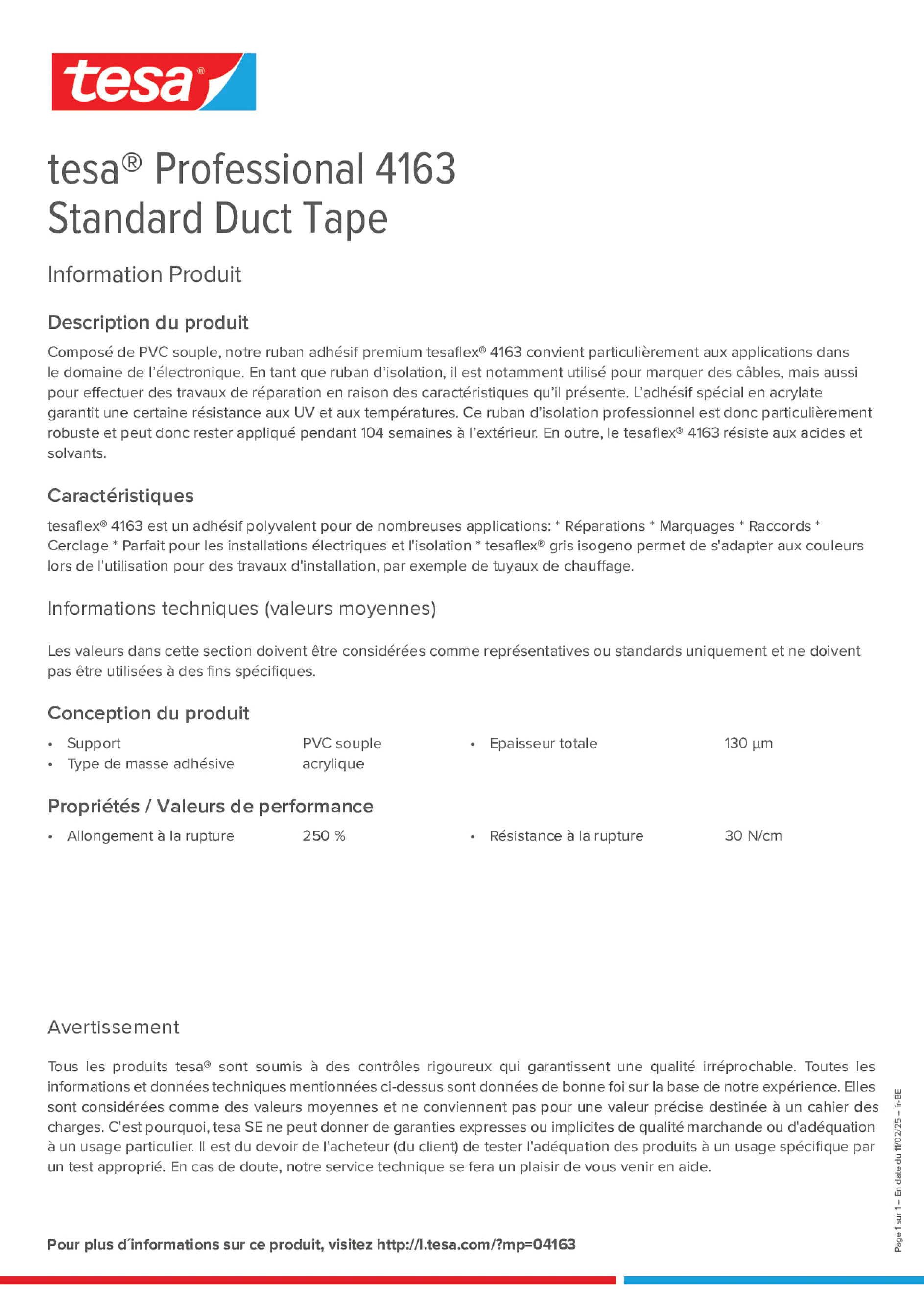 Product information_tesa® Professional 04163_fr-BE_nl-BE