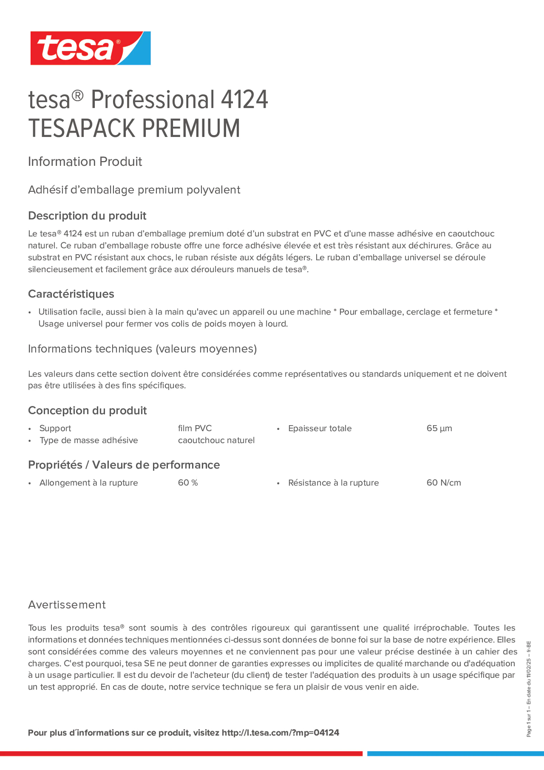 Product information_tesa® Professional 04124_fr-BE_nl-BE