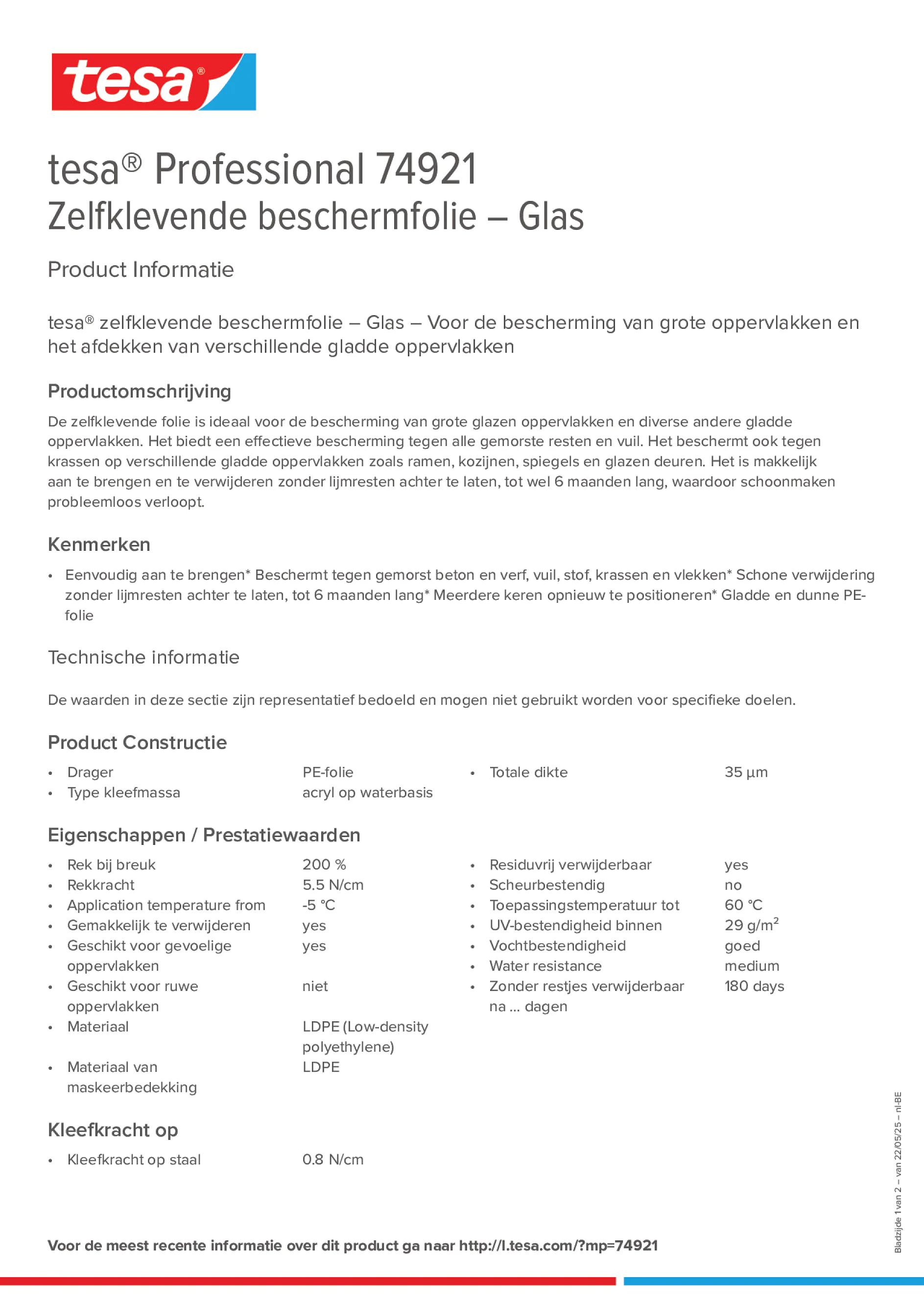 Product information_tesa® Professional 74921_fr-BE_nl-BE