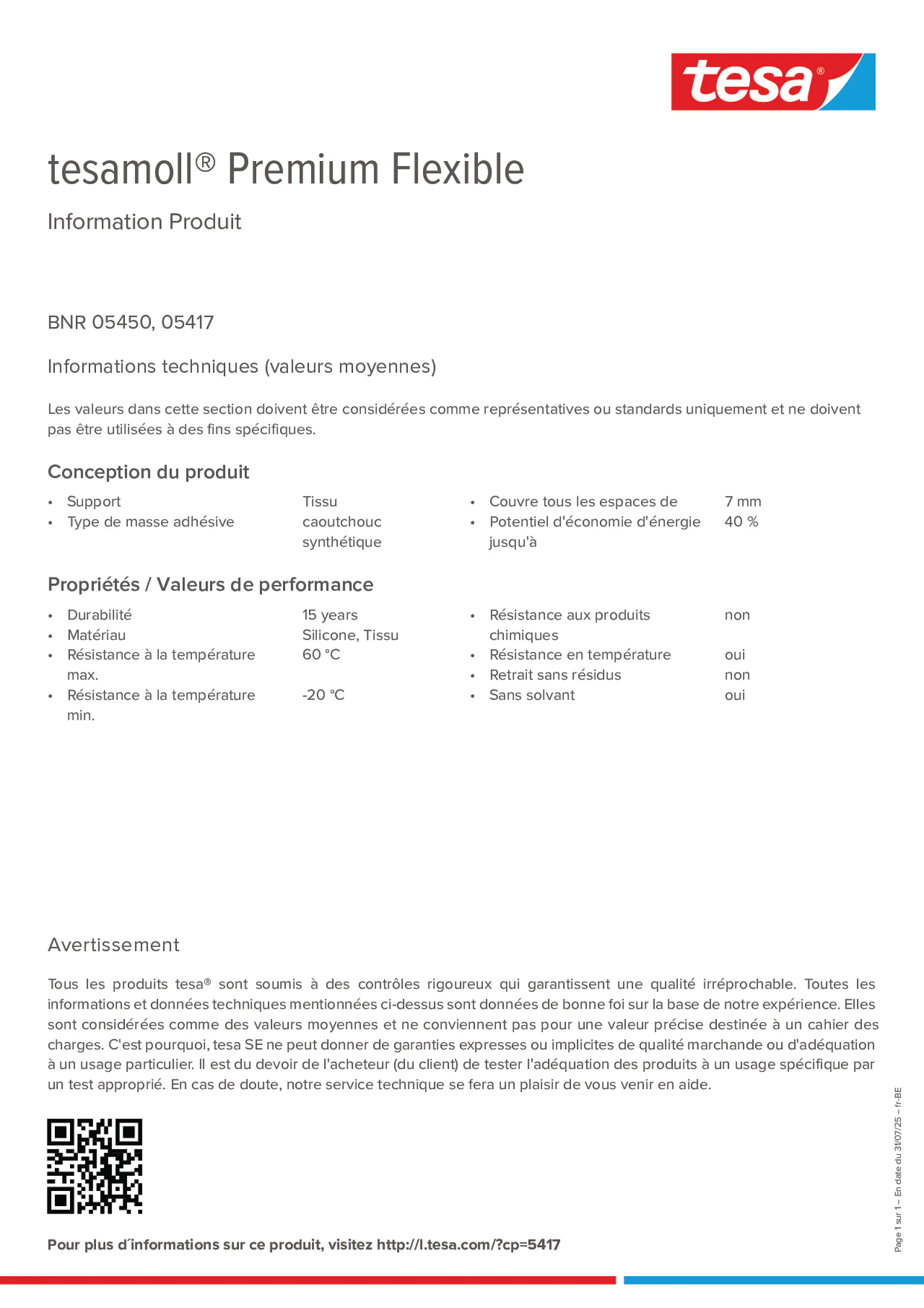 Product information_tesamoll® 5450_fr-BE_nl-BE