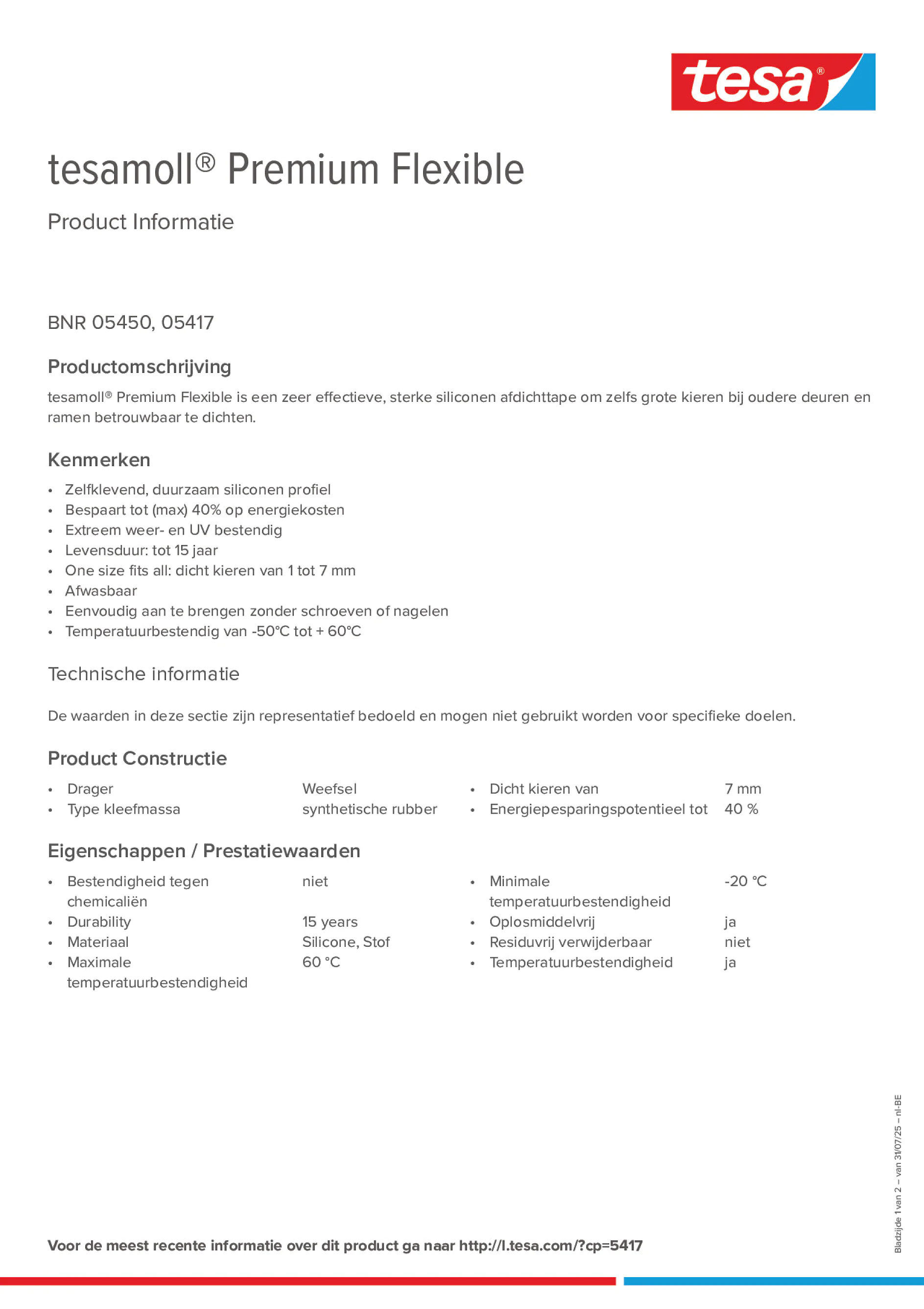 Product information_tesamoll® 5450_fr-BE_nl-BE