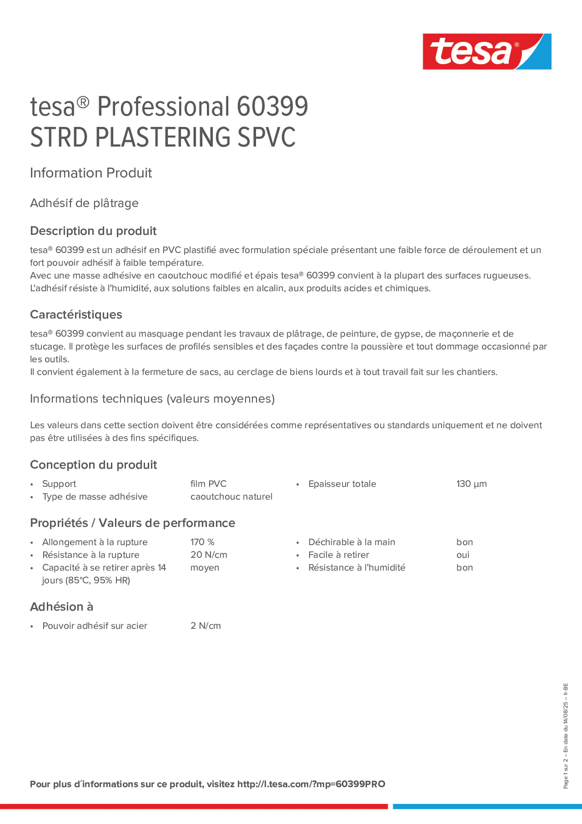 Product information_tesa® Professional 60399_fr-BE_nl-BE
