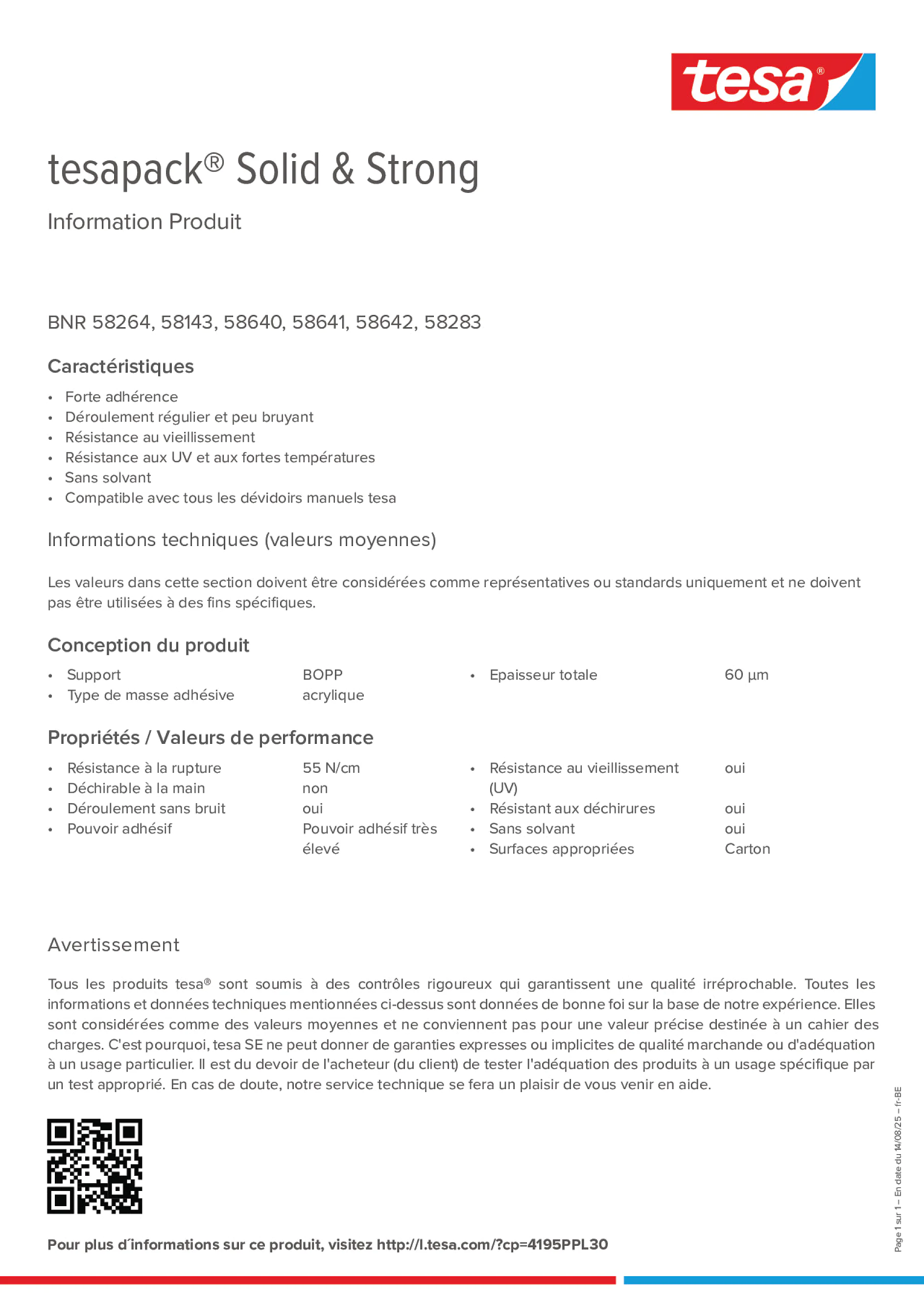 Product information_tesapack® 58640_fr-BE_nl-BE