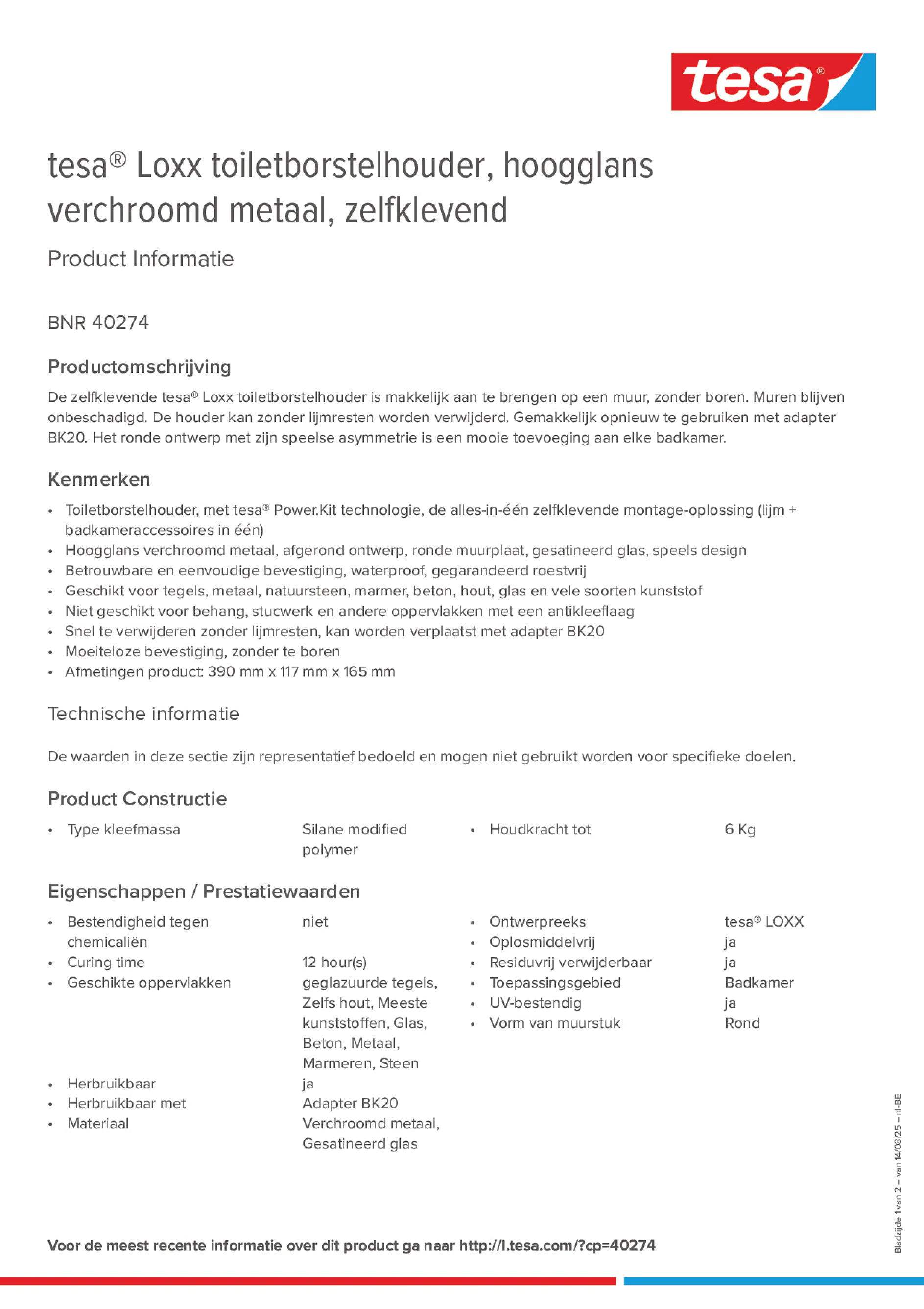 Product information_tesa® 40274_fr-BE_nl-BE