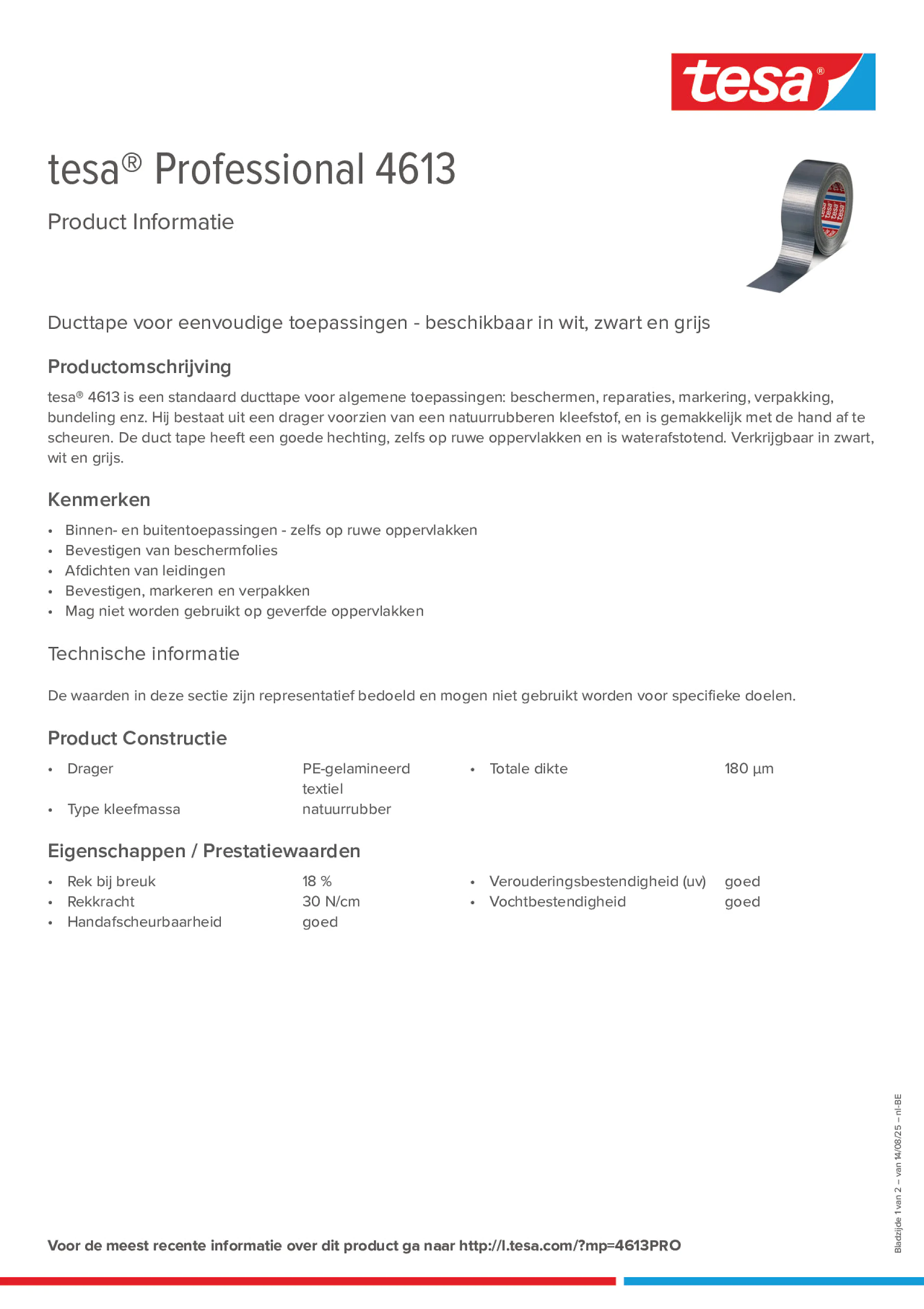 Product information_tesa® Professional 04613_fr-BE_nl-BE