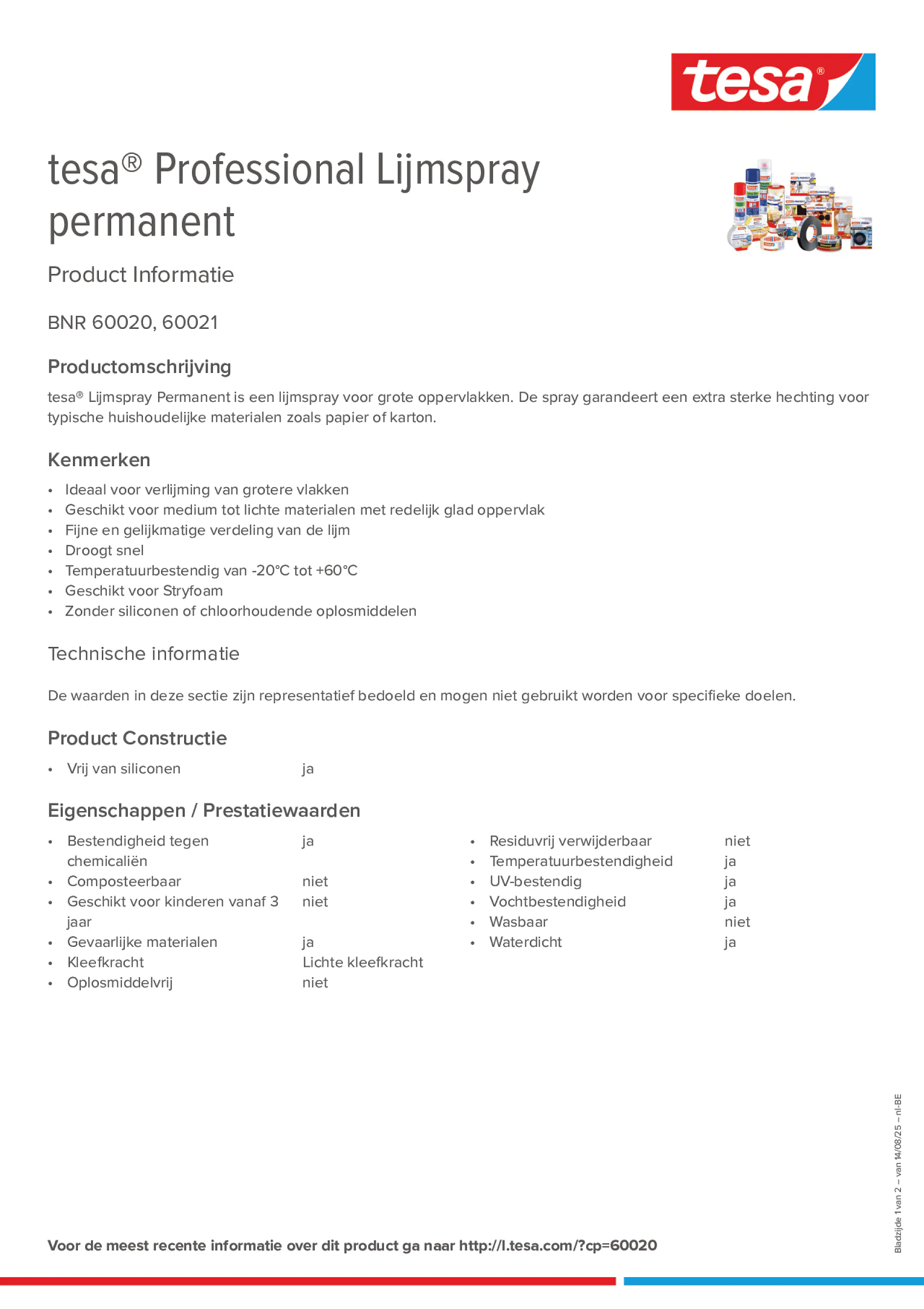 Product information_tesa® Professional 60020 / 60021_fr-BE_nl-BE