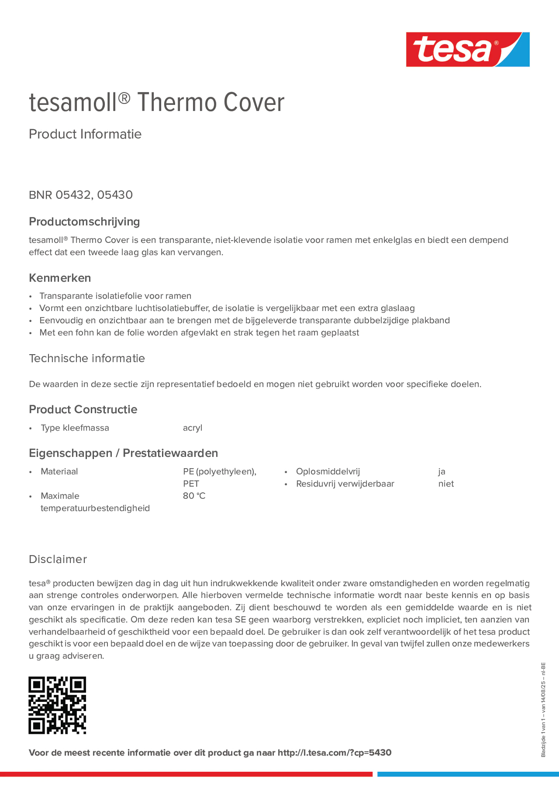 Product information_tesamoll® 5430_fr-BE_nl-BE