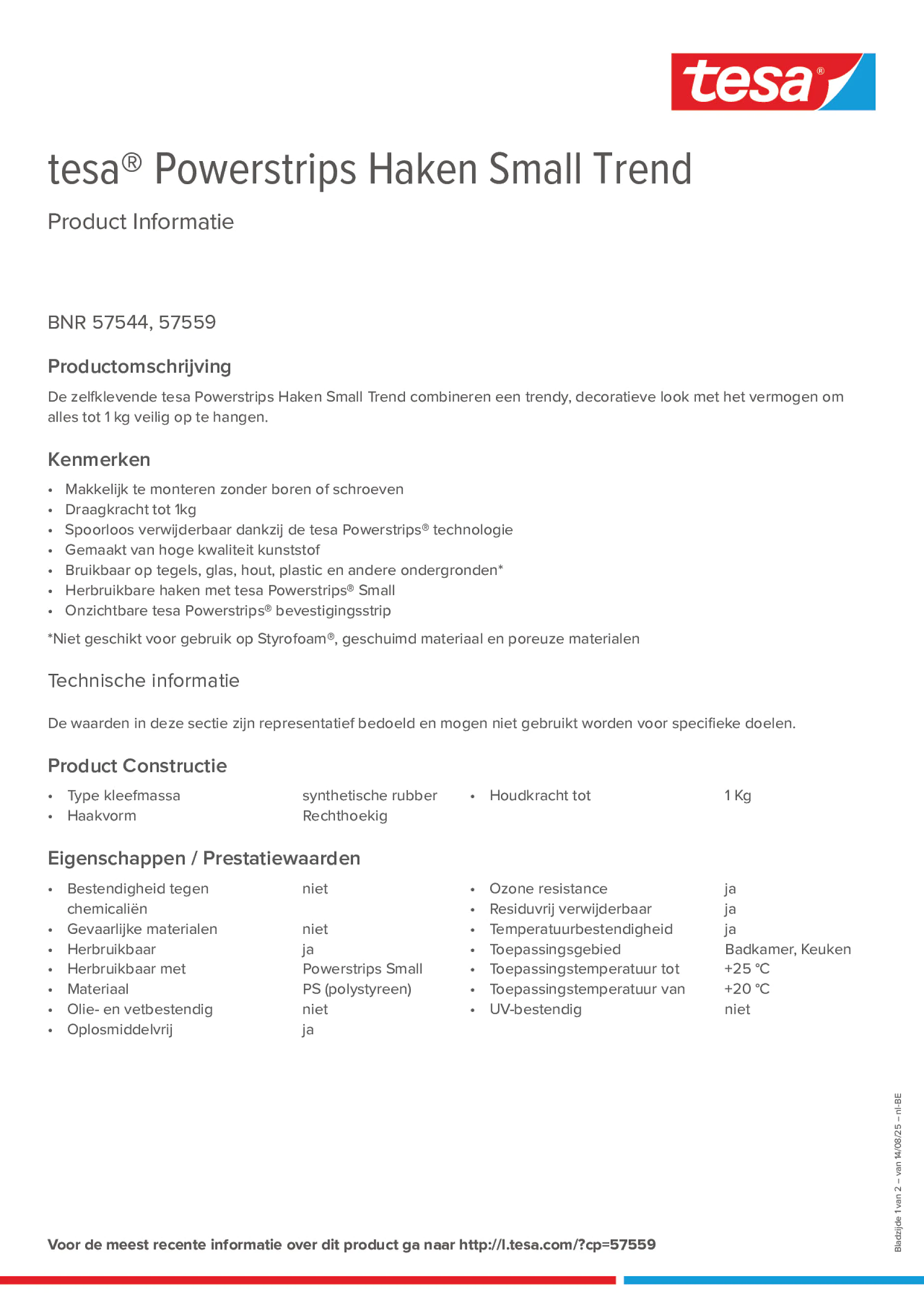 Product information_tesa® Powerstrips 57544_fr-BE_nl-BE