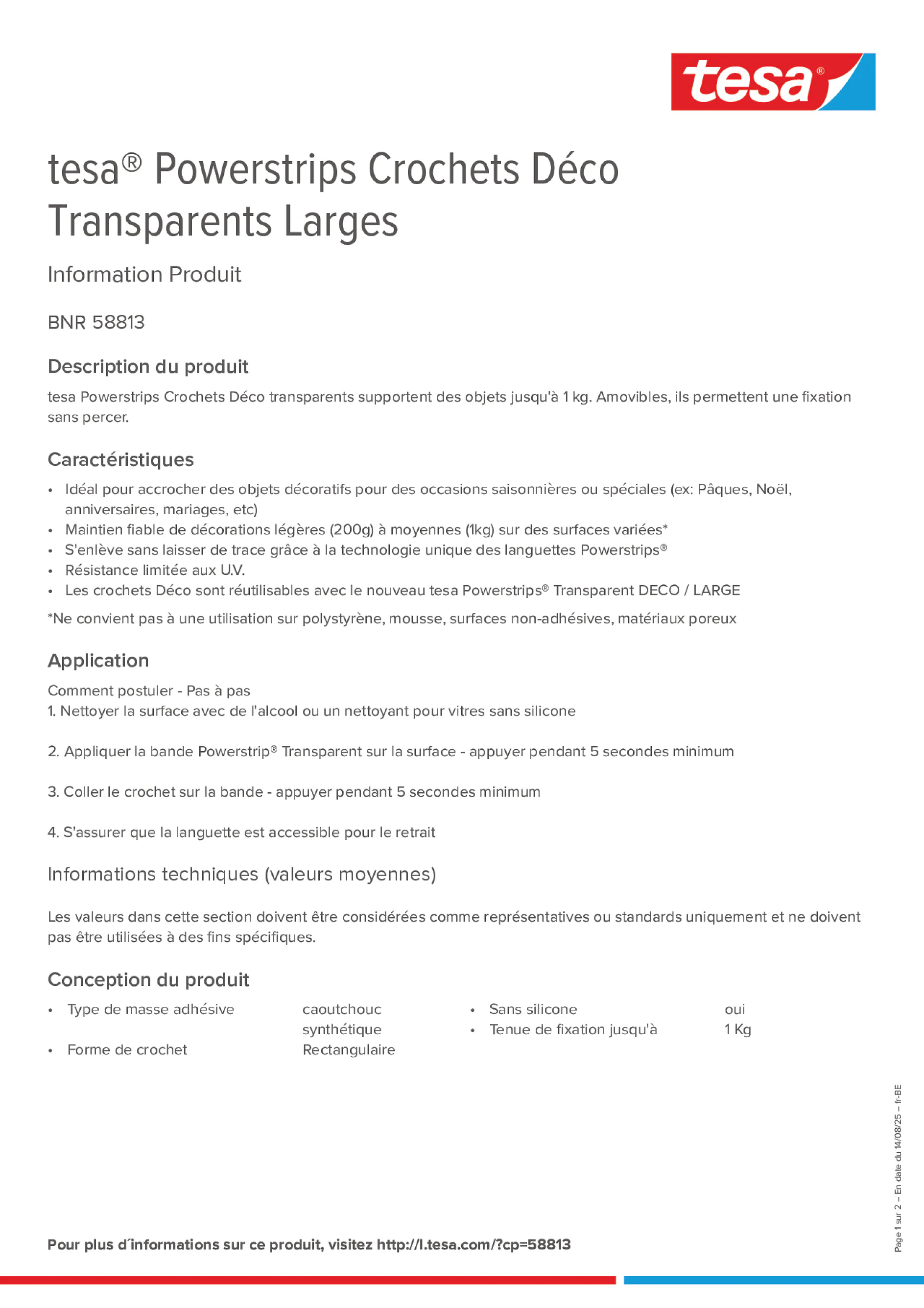 Product information_tesa® Powerstrips 58813_fr-BE_nl-BE