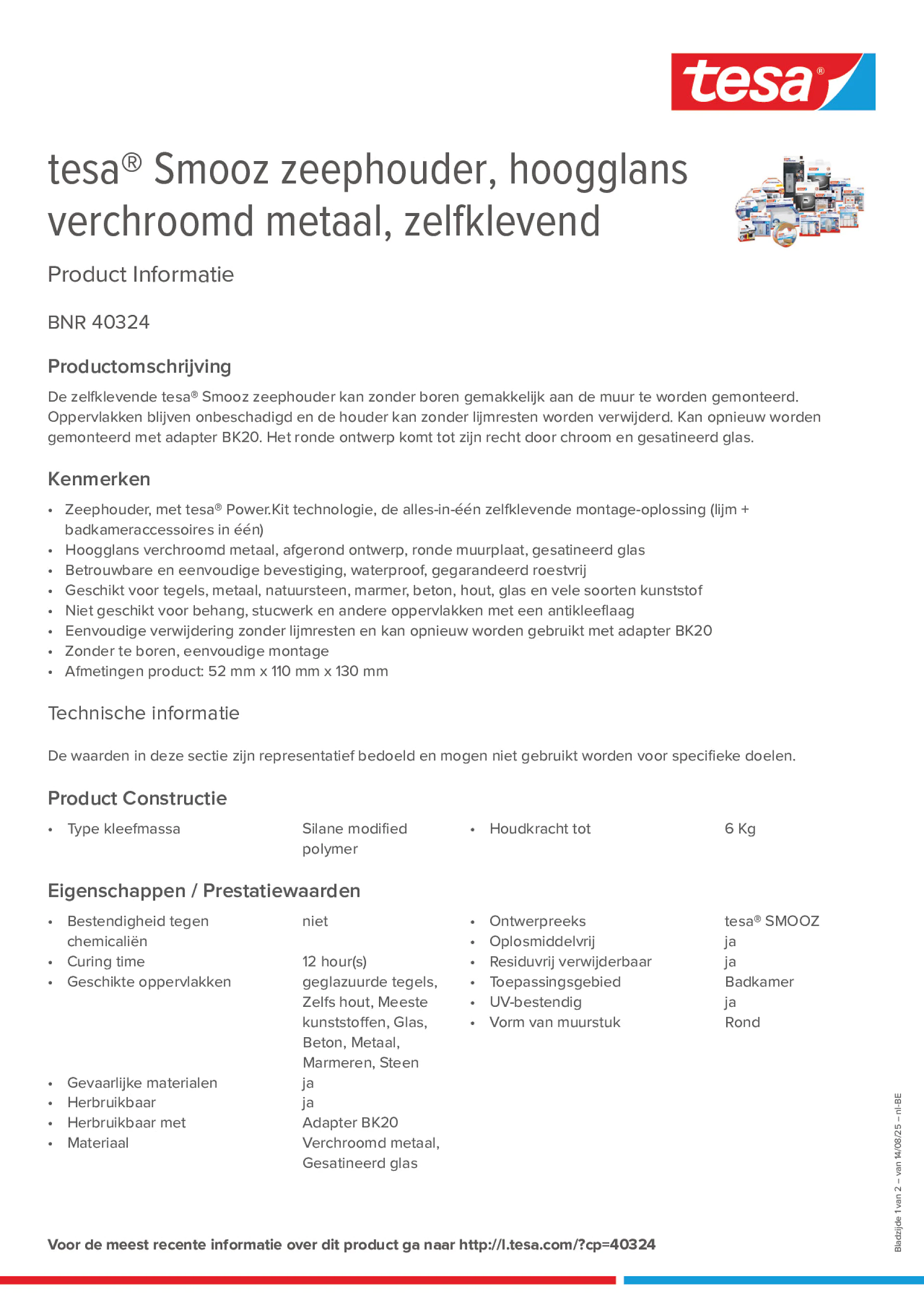 Product information_tesa® 40324_fr-BE_nl-BE Product information_tesa® 40324_fr-BE_nl-BE
