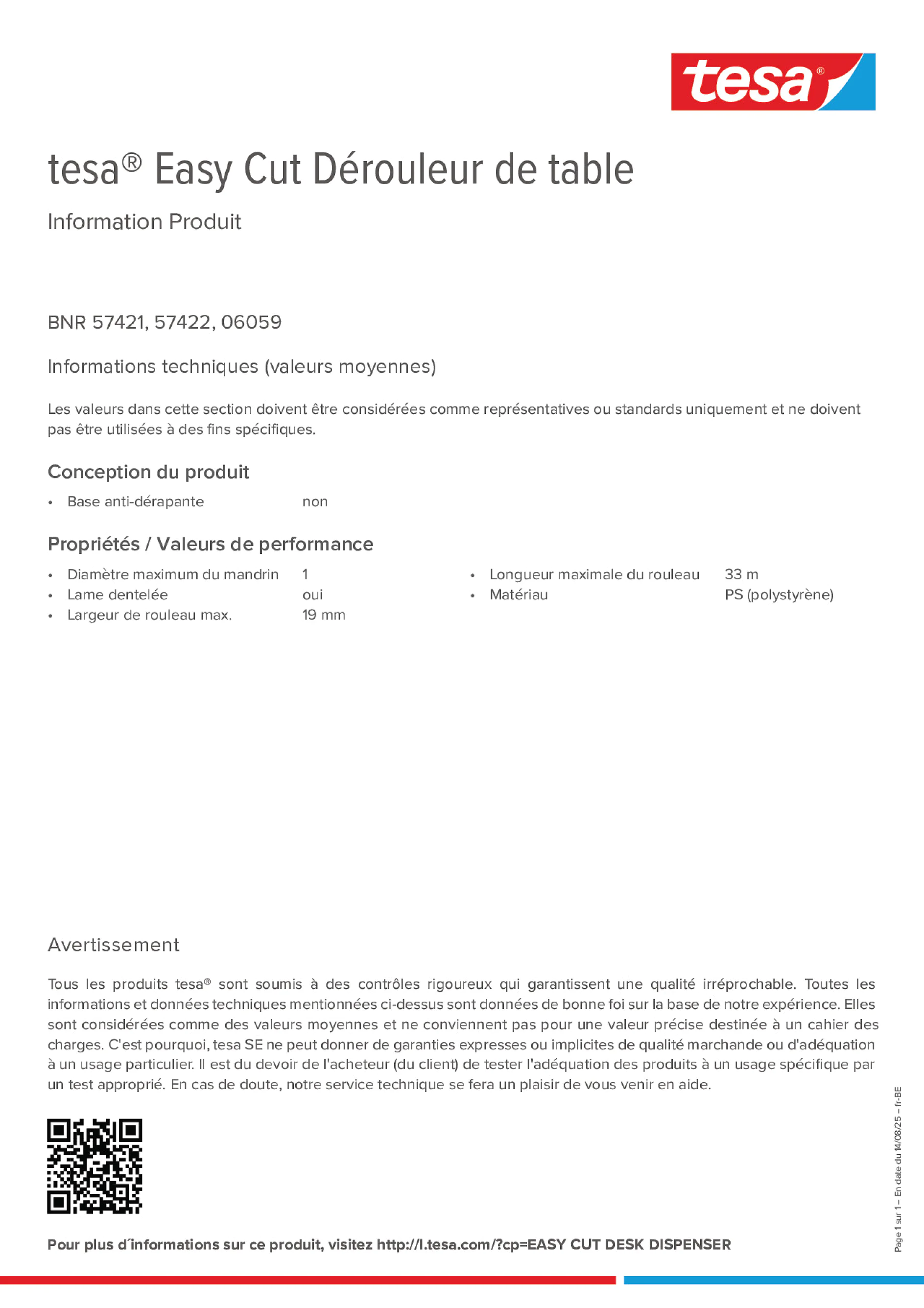Product information_tesa® Easy Cut 57421_fr-BE_nl-BE