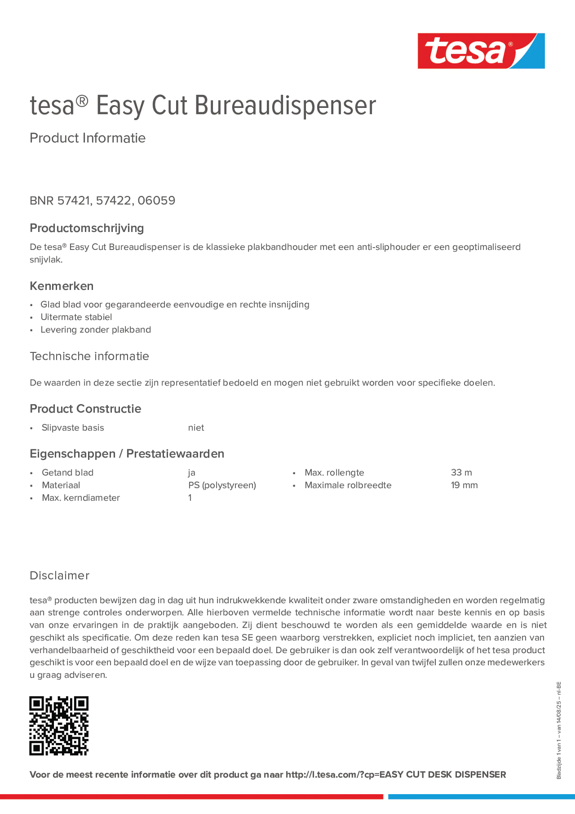 Product information_tesa® Easy Cut 57421_fr-BE_nl-BE
